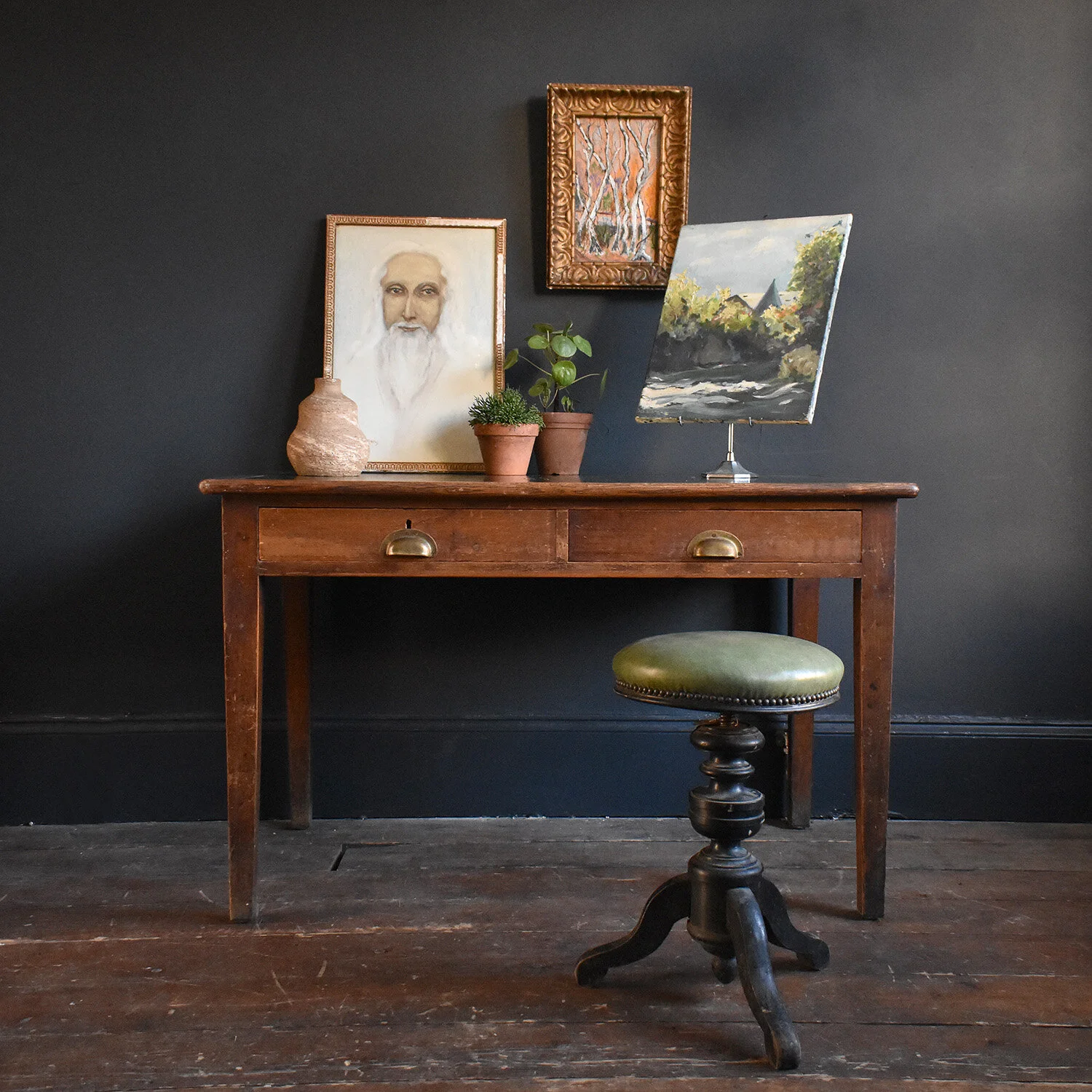 Solid Oak Government Issue Desk, 1930s
