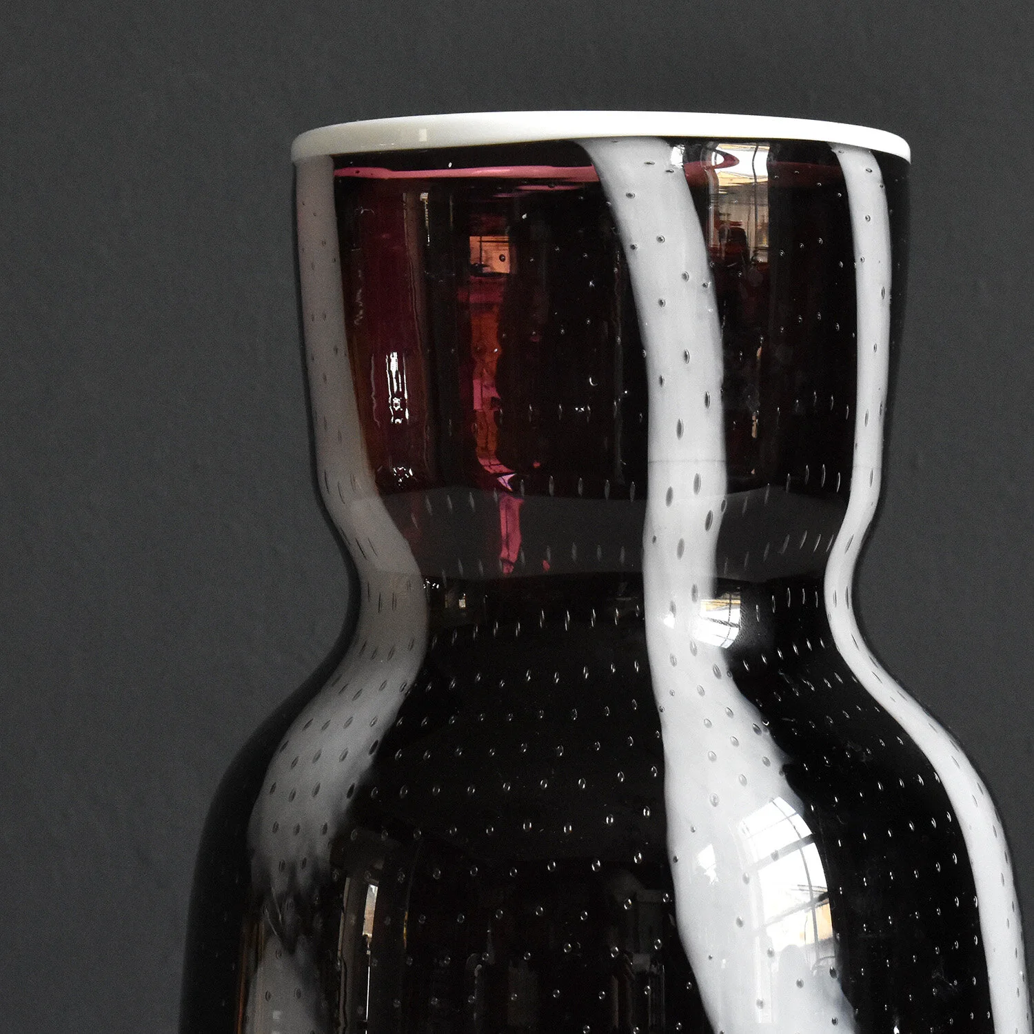 Amethyst and Opaline Bullicante Glass Vase, 1960s