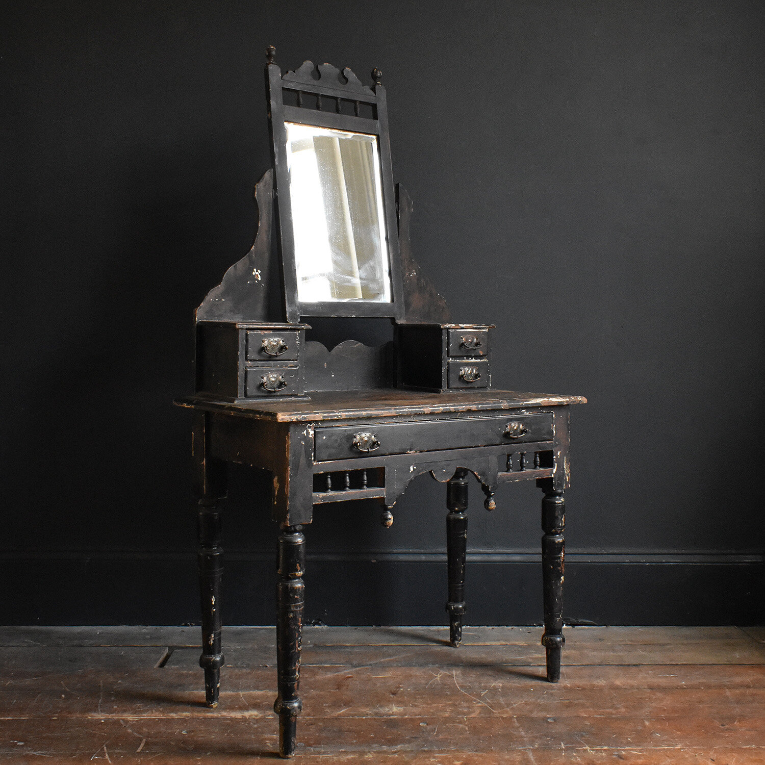 Worn Ebonised Dressing Table, 19th Century