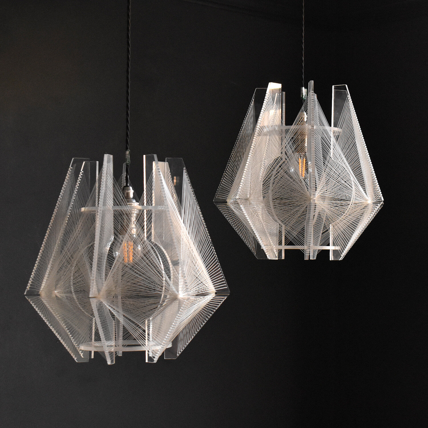 Lucite and Nylon Pendant Lights, 1960s