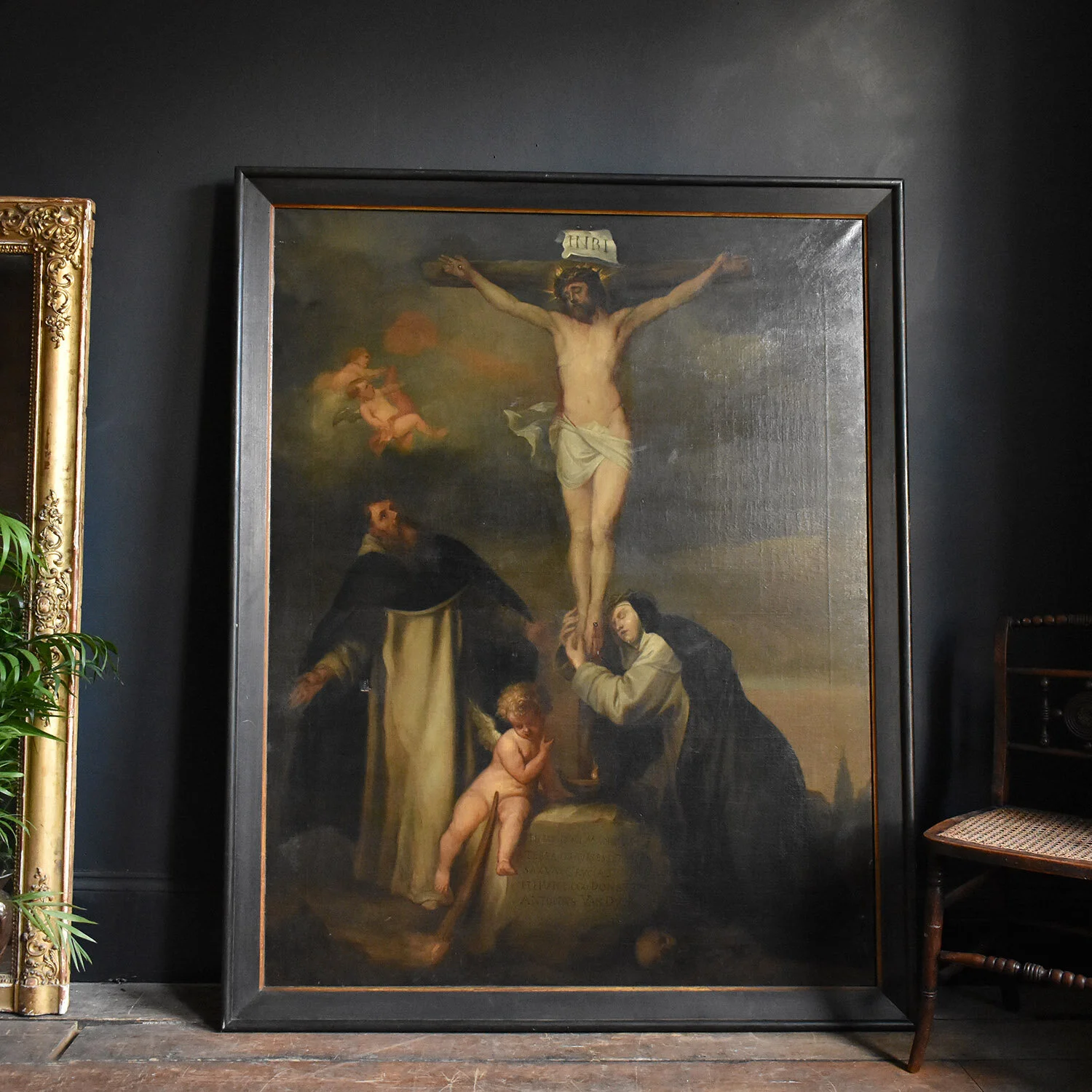 Monumental Crucifixion Oil After Anthony Van Dyck