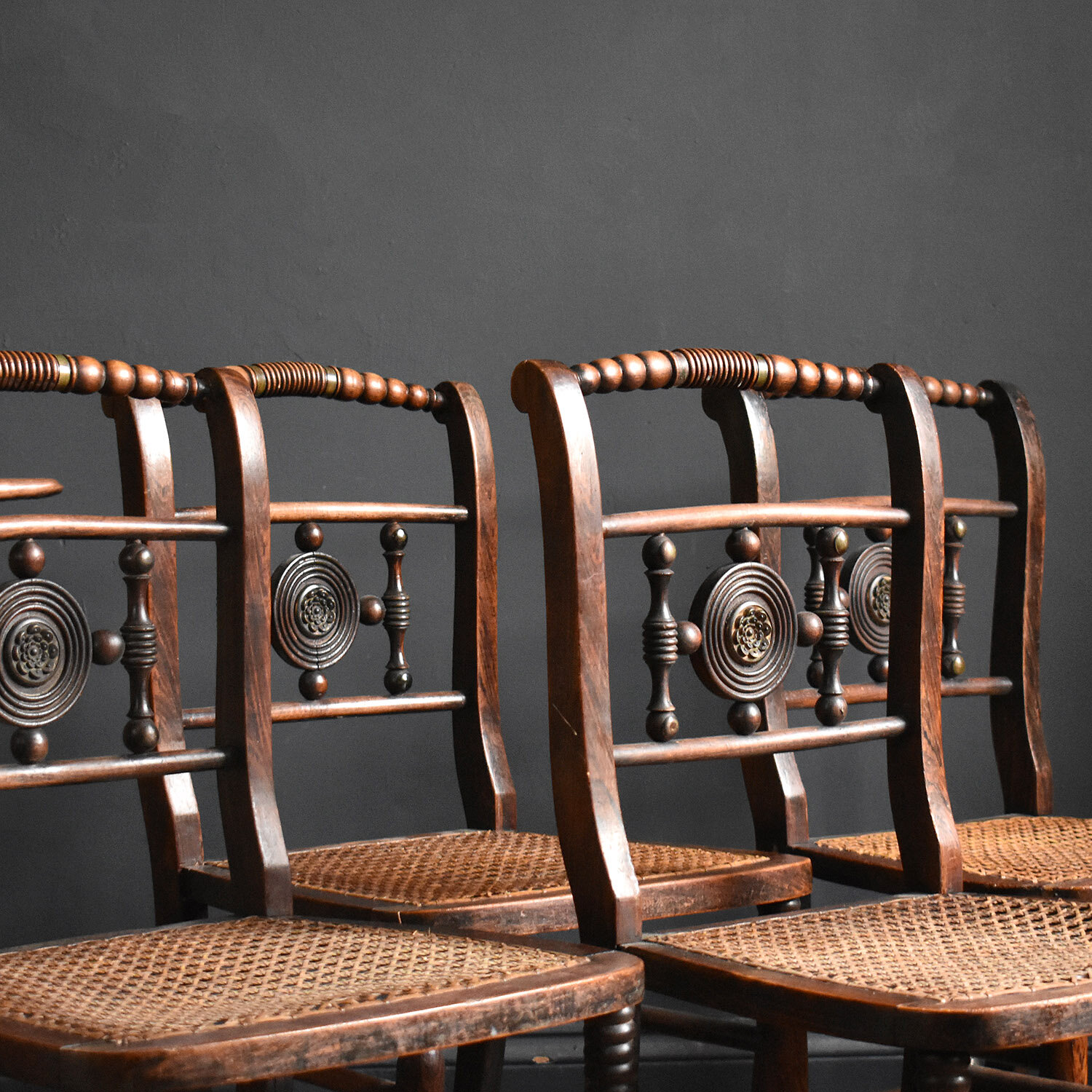 Simulated Rosewood Dining Chairs With Cane Seats, c. 1820s