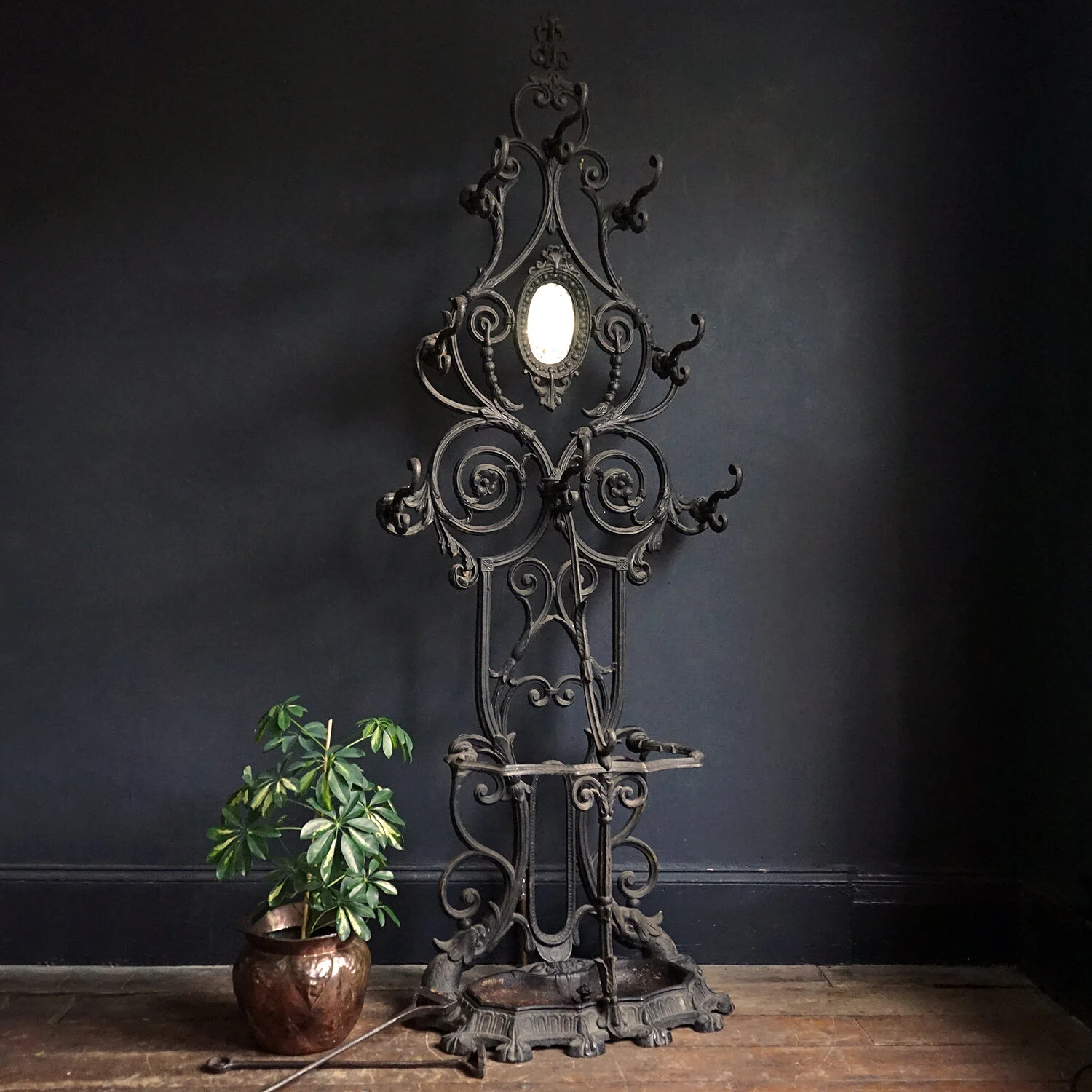 French Cast Iron Hall Stand With Mirror, 19th Century
