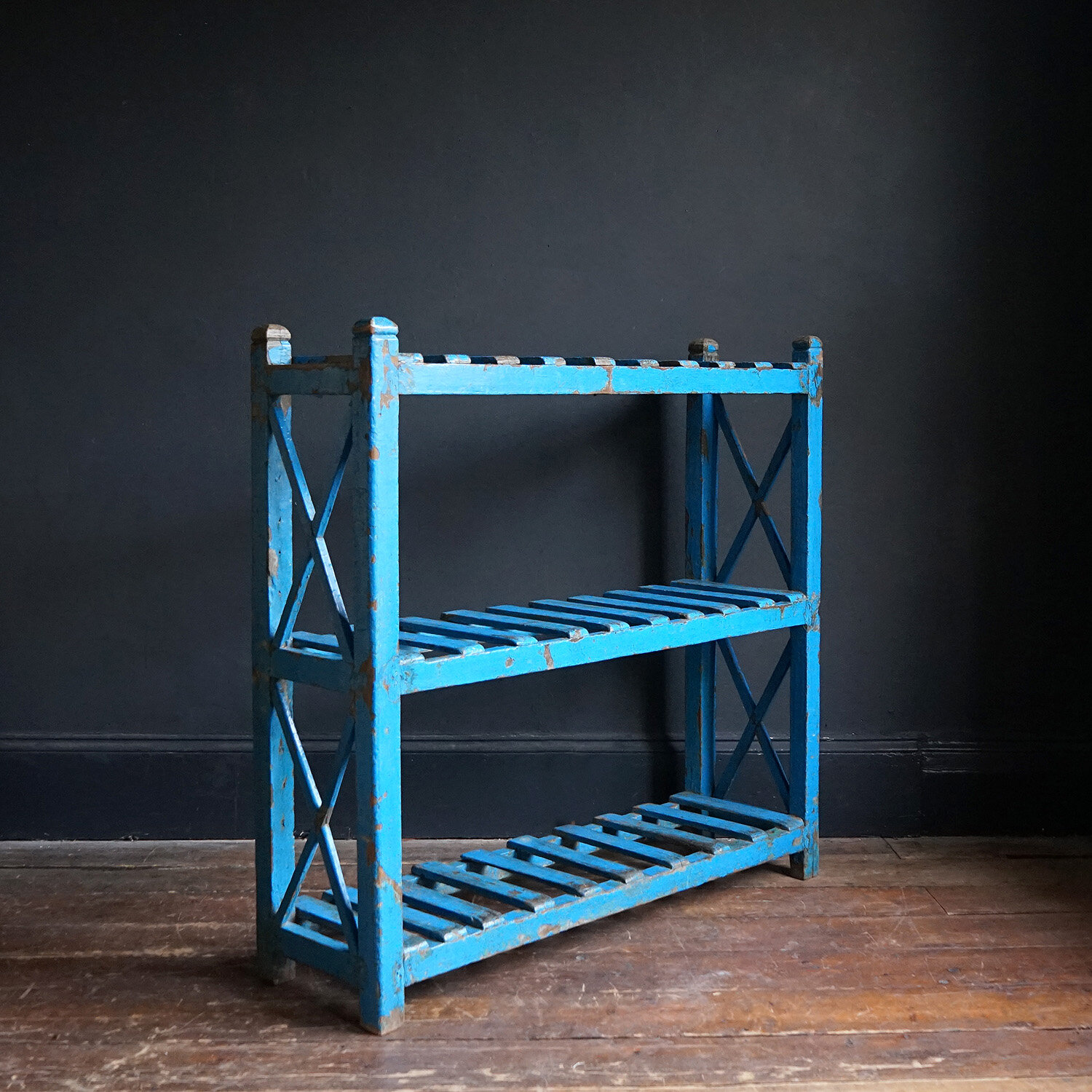 Blue Painted Indian Teak Shelves