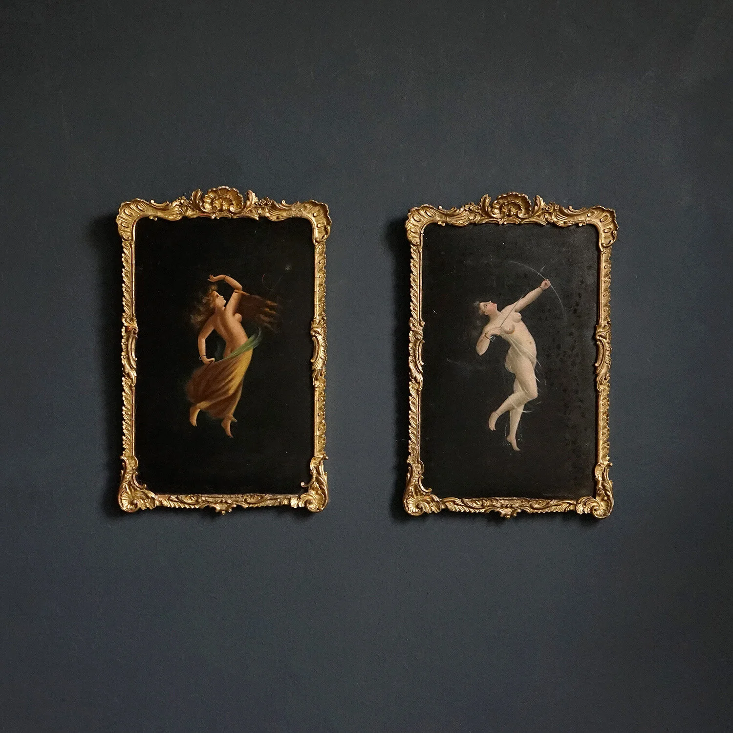 Pair of Grand Tour Nudes, Oil on Panel, 19th Century