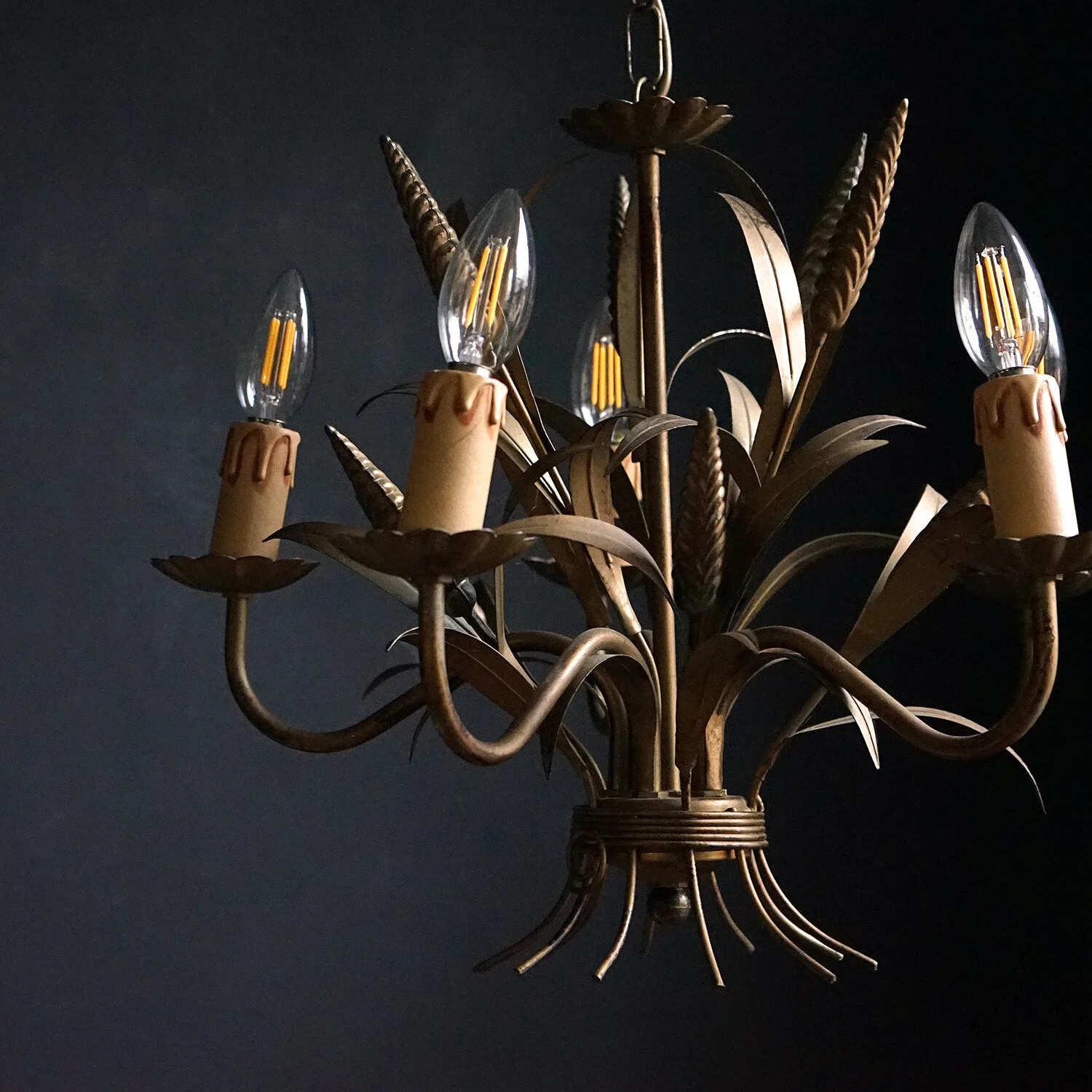 Gilt Toleware Wheatsheaf Chandelier