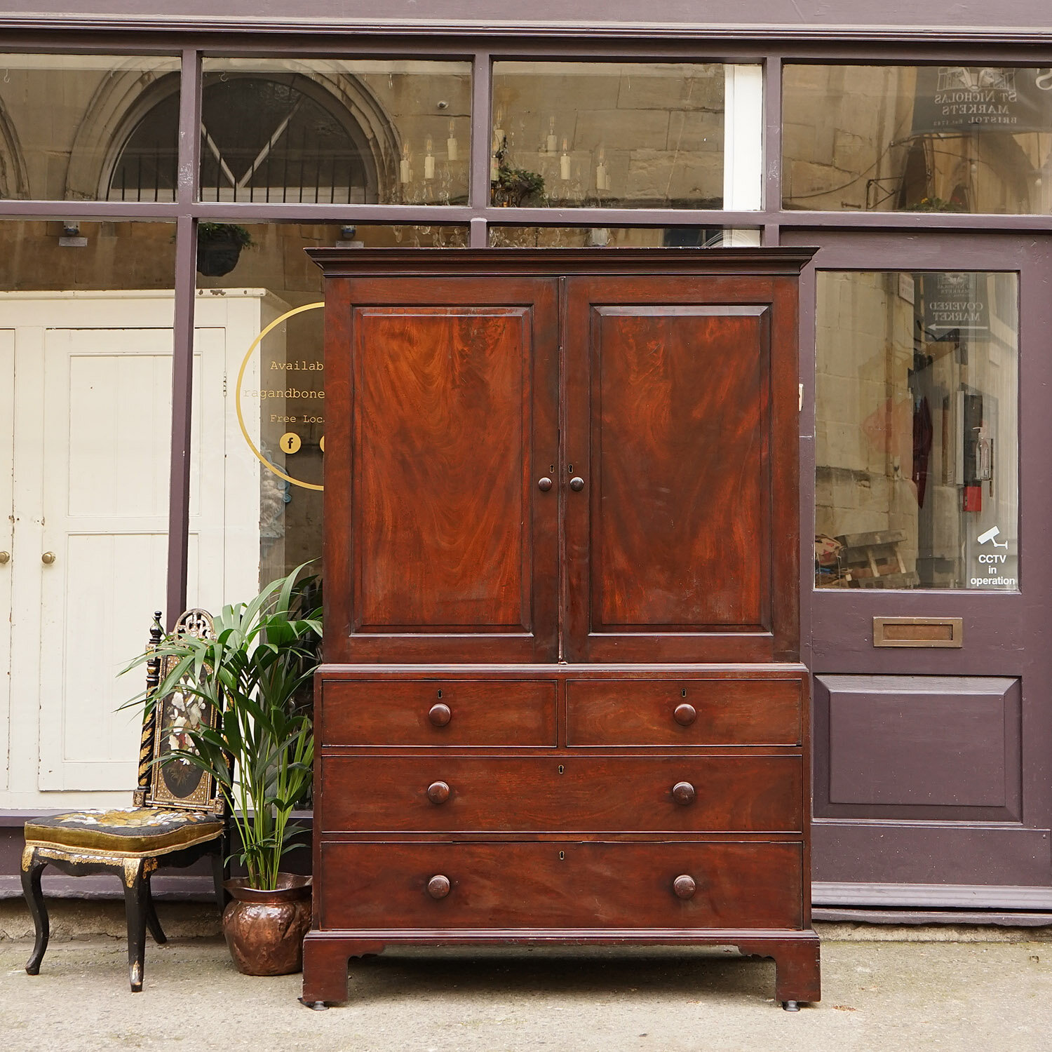 Early Victorian Mahogany Linen Press