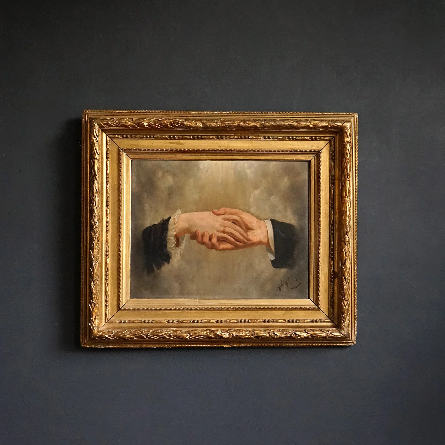 Joined Hands, Oil on Panel by Henri Hanneton,  19th Century