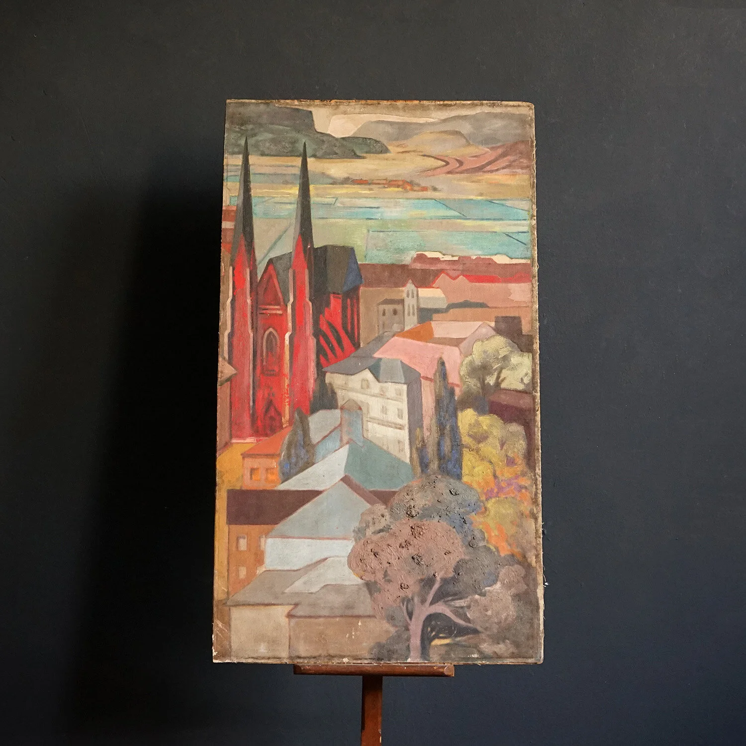 Dramatic Cubist Town Landscape, c.1920s