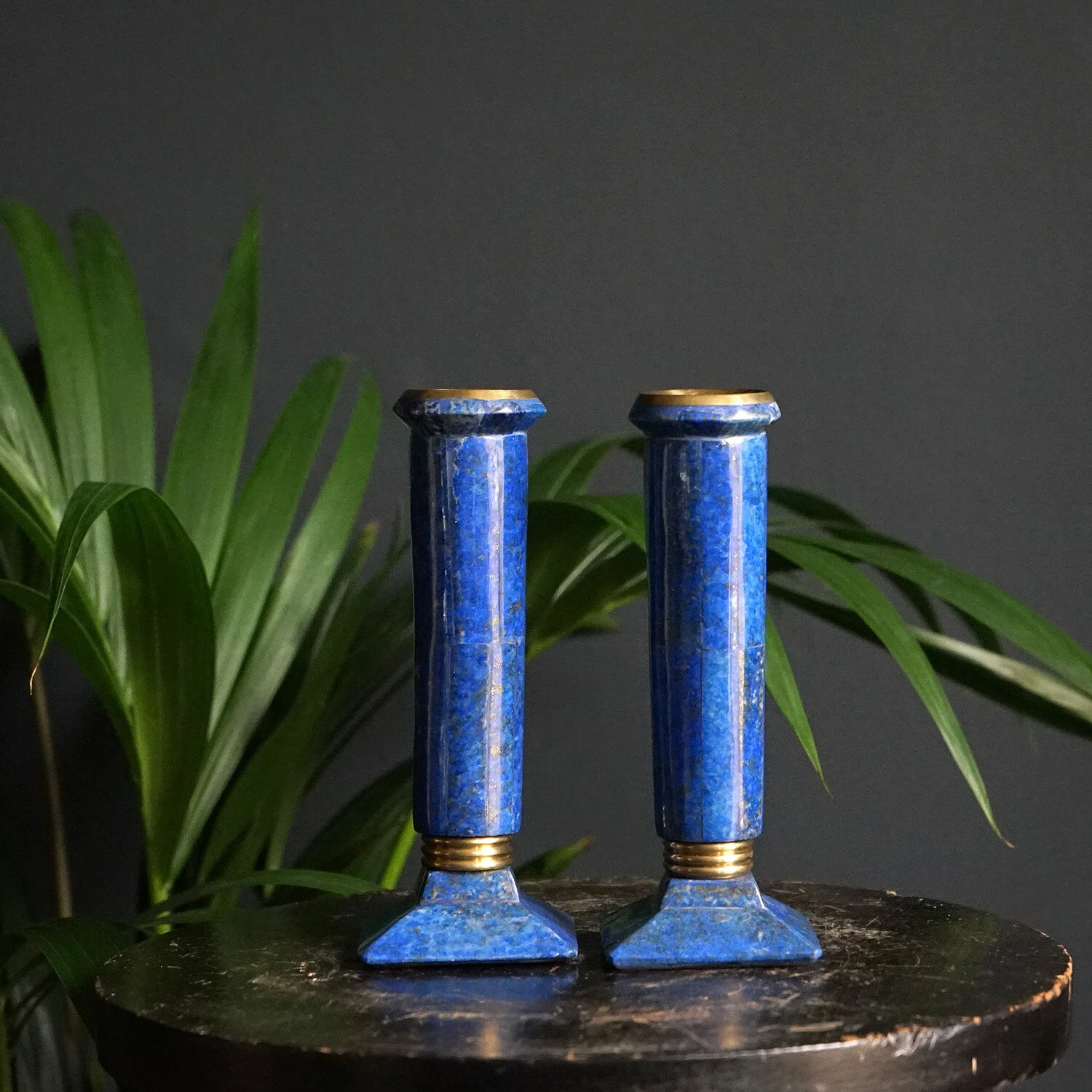 Pair of Lapis Lazuli Candlesticks, Early 20th Century