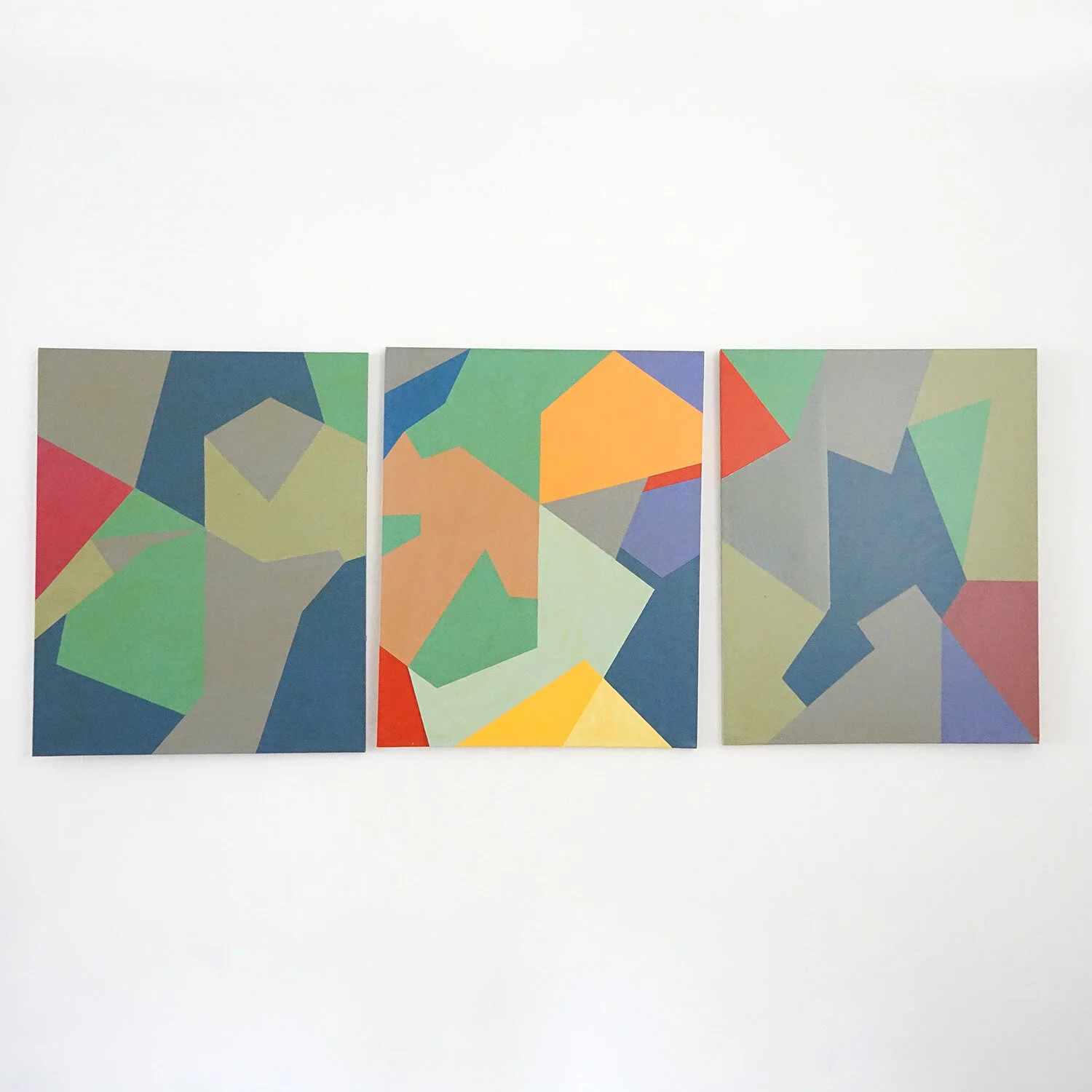 Colourful Abstract Triptych by Richard Sladden (1933-2020)