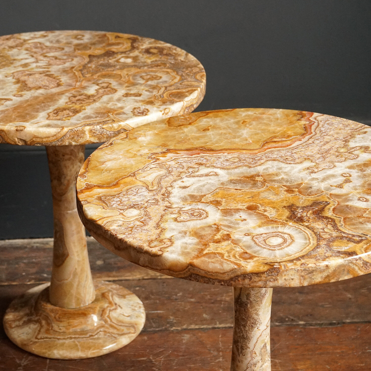 Pair of Solid Agate End Tables, Mid Century