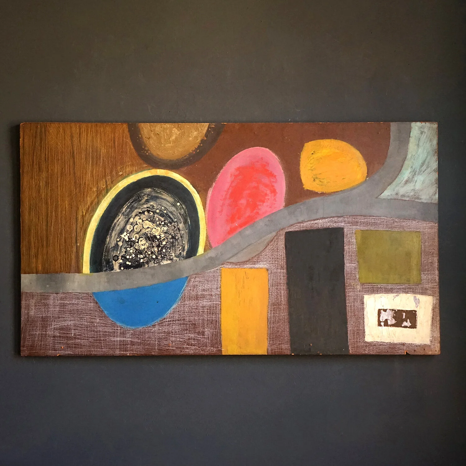 Large Abstract Mixed Media on Melamine, Mid Century