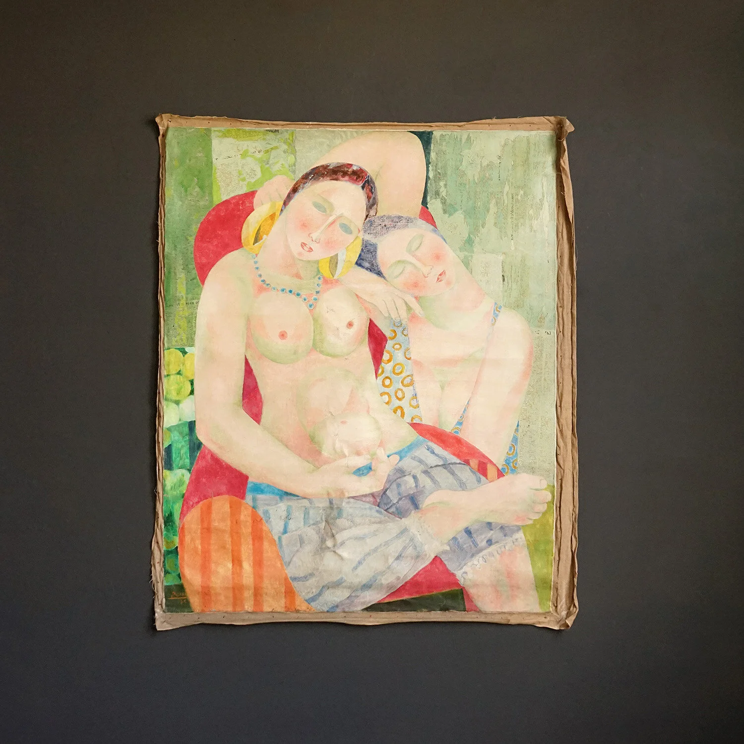 Large Surrealist Nude Portrait by Jacques Boeri, 1970s