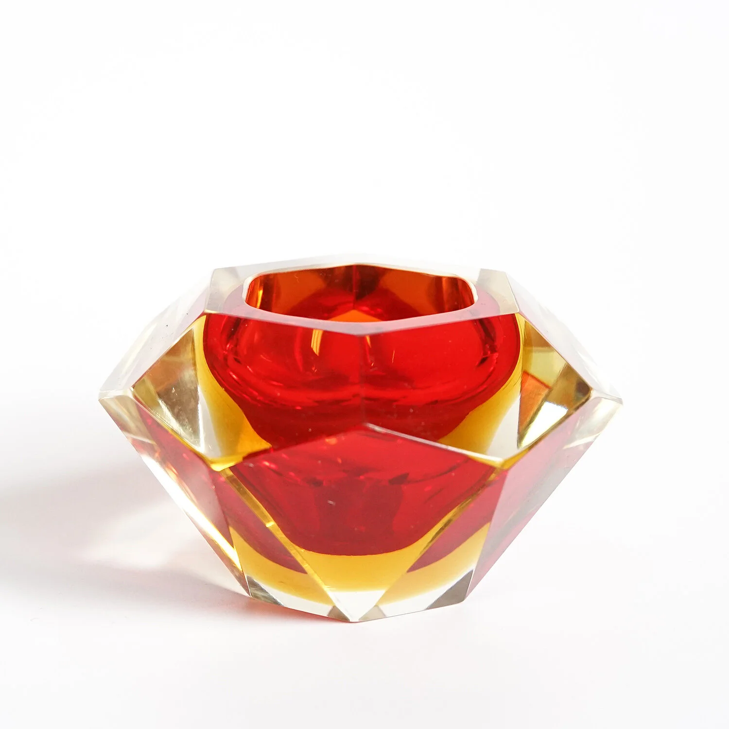 Faceted Murano Glass Bowl by Flavio Poli for Seguso, 1950s
