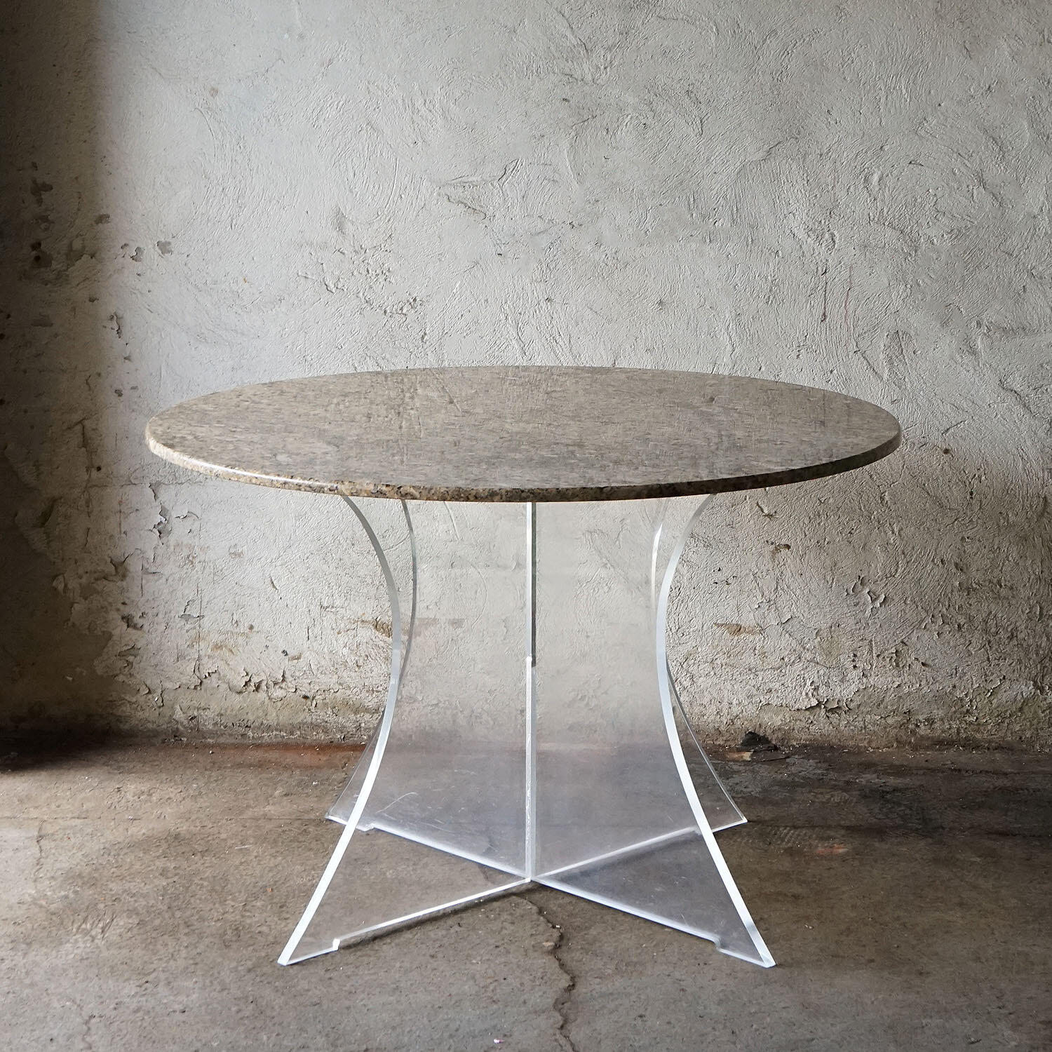 Granite and Lucite Circular Dining Table Late 20th Century