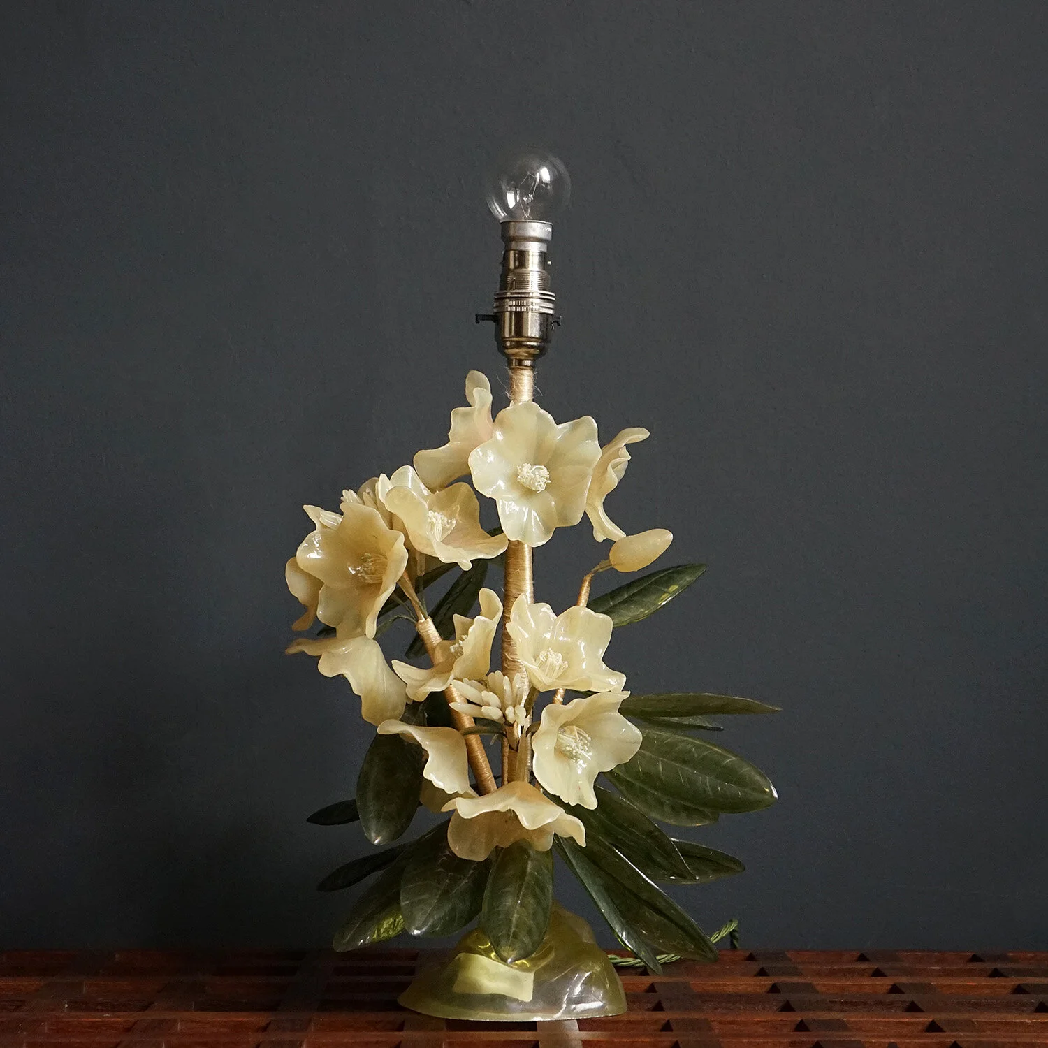 Floral Lucite Table Lamp by J. Corelli, 1960s 