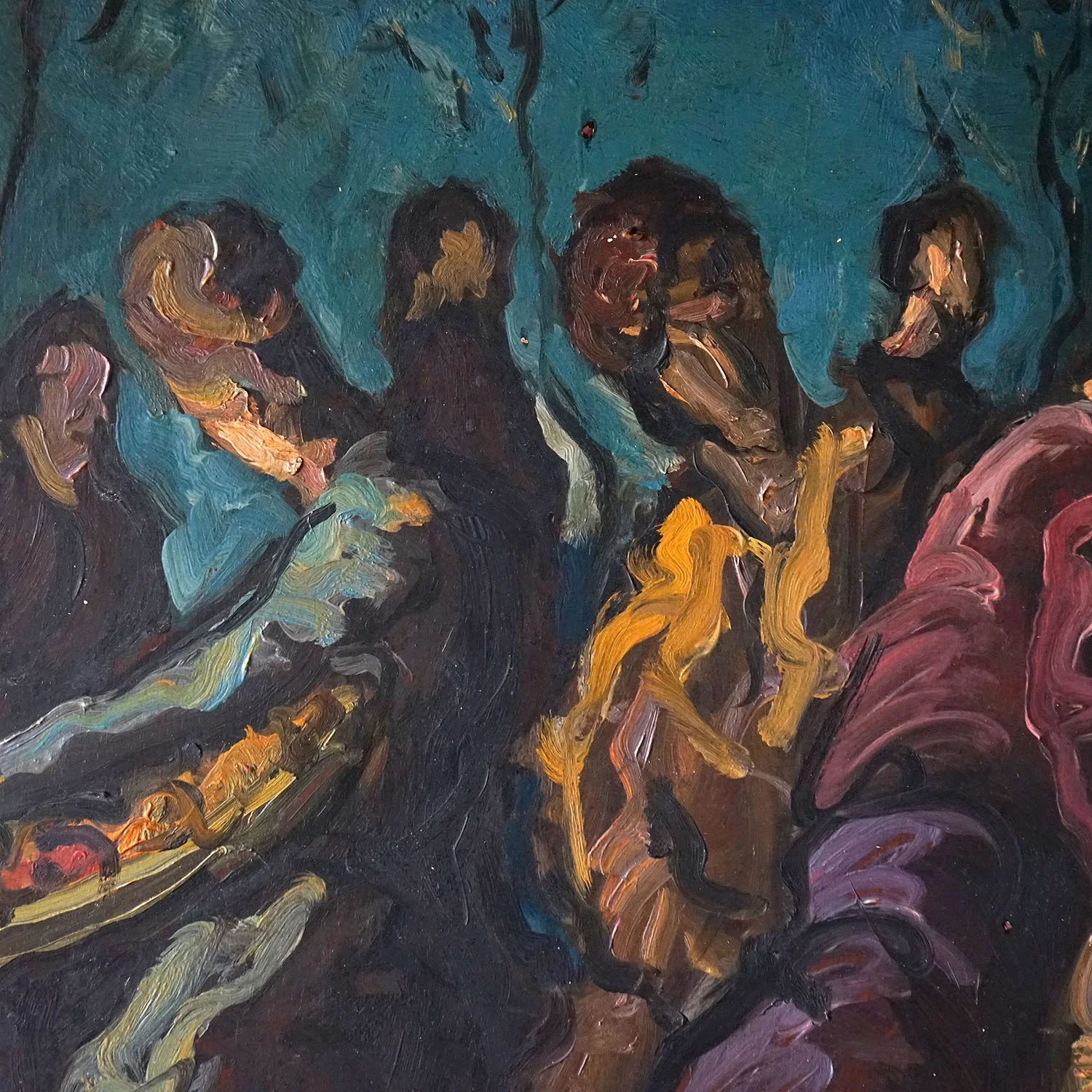 Post War Expressionist Market Scene by Allan Strawbridge, 1940s