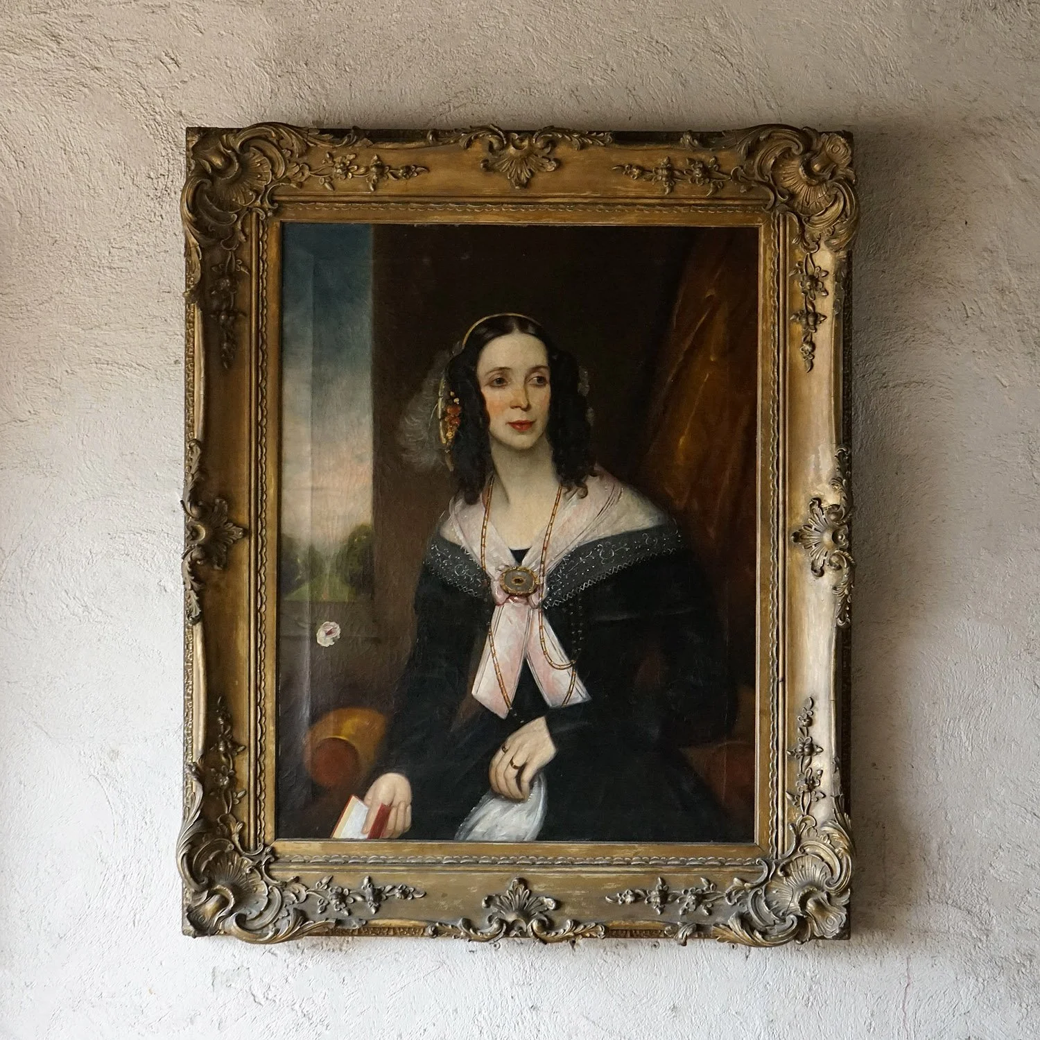 Large Early Victorian Portrait of a Woman, Oil on Canvas, c.1840
