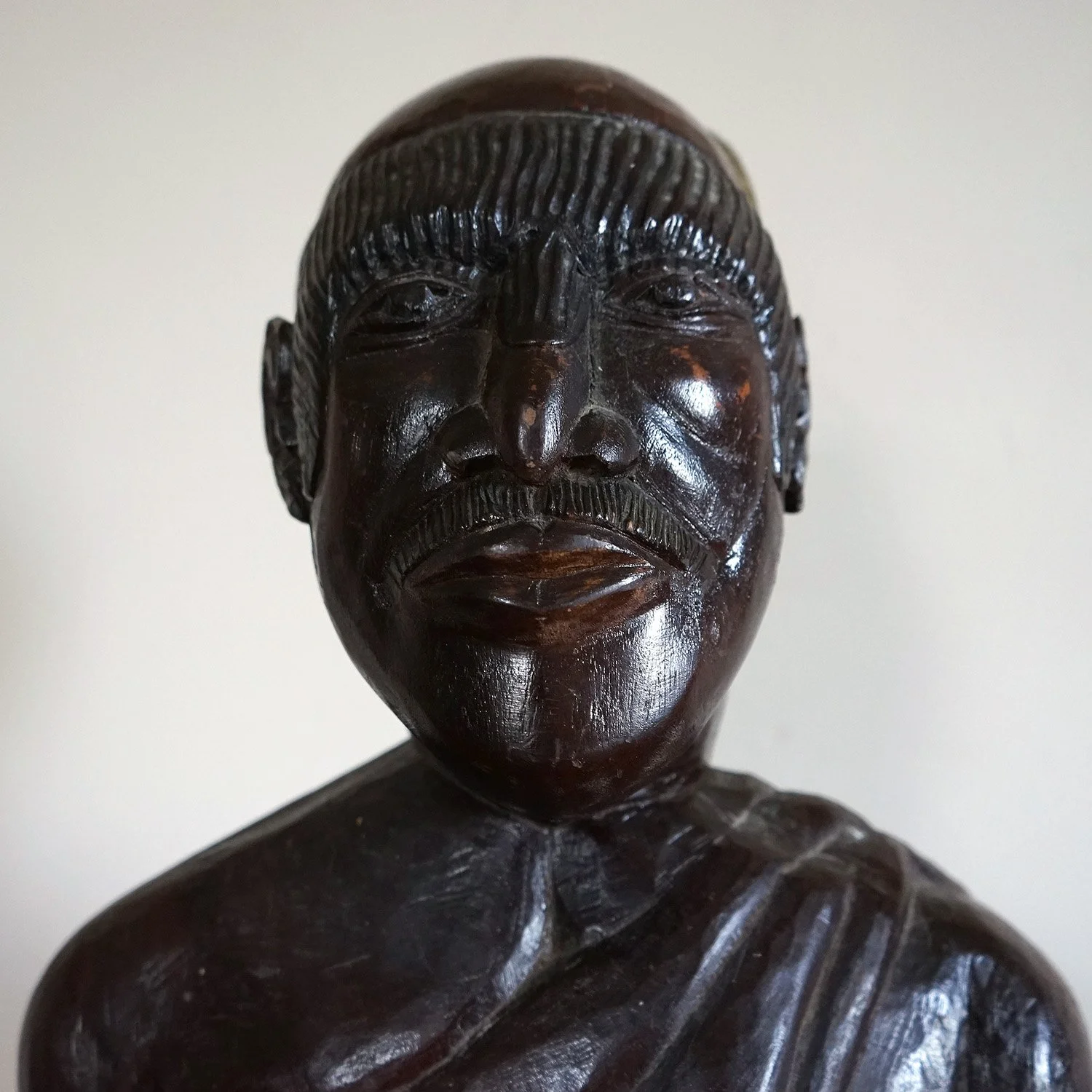 Carved African Folk Art Bust - Igbo Tribal King, 20th Century