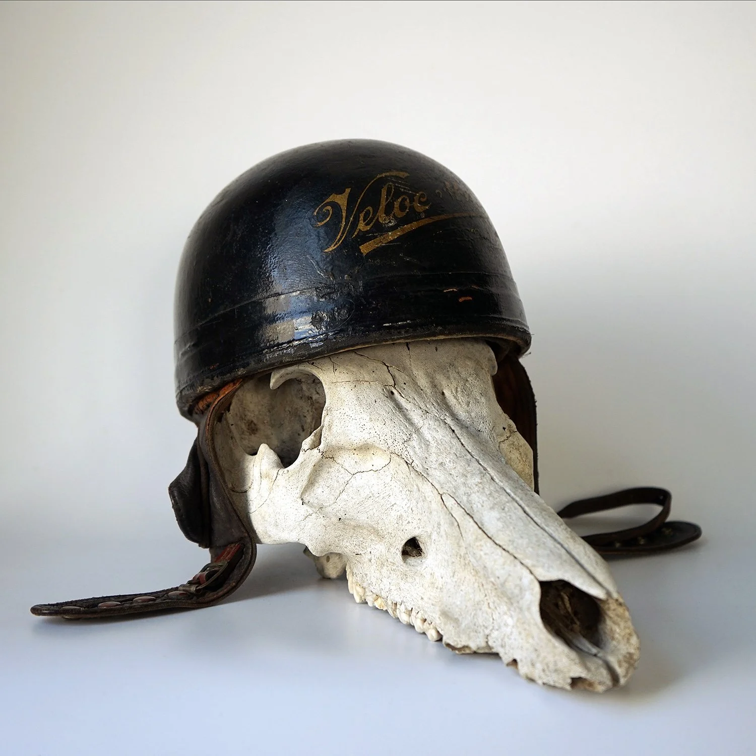 Velocette Motorbike Helmet by Cromwell Protective Headwear, c.1940s   Vintage and Antique Decorative Interiors
