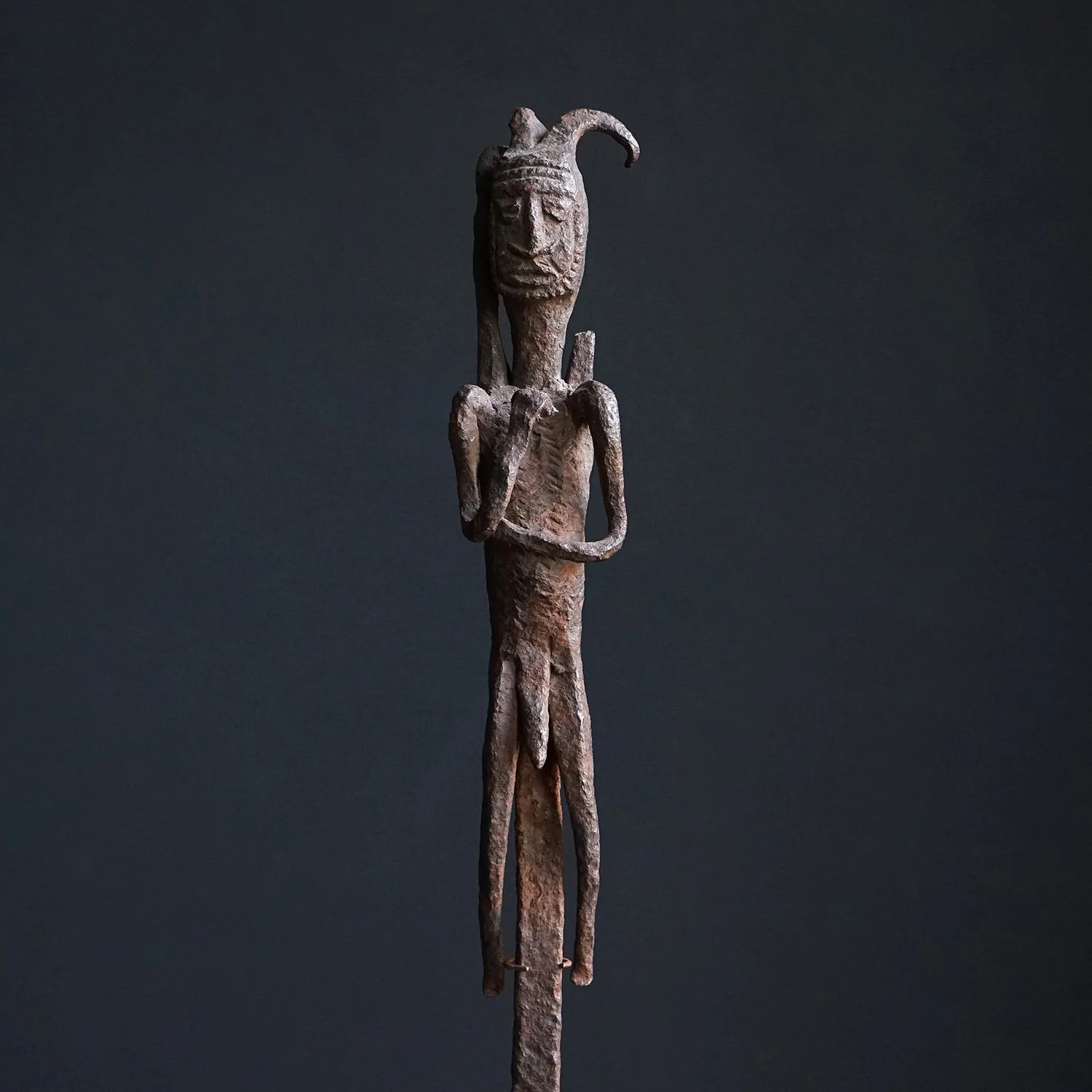 Dogon Iron Figural Staff, Antique African Tribal Art, Mali, 19th Century