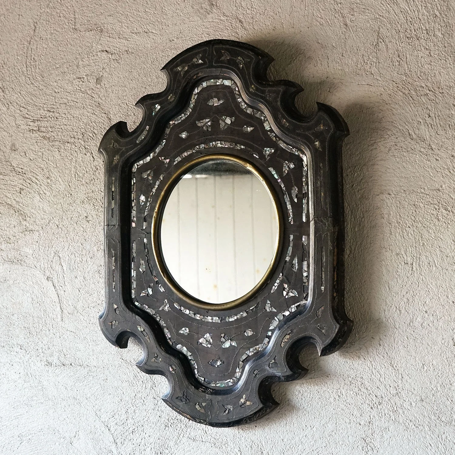 Mother of Pearl Inlaid Ebonised Mirror, 19th Century