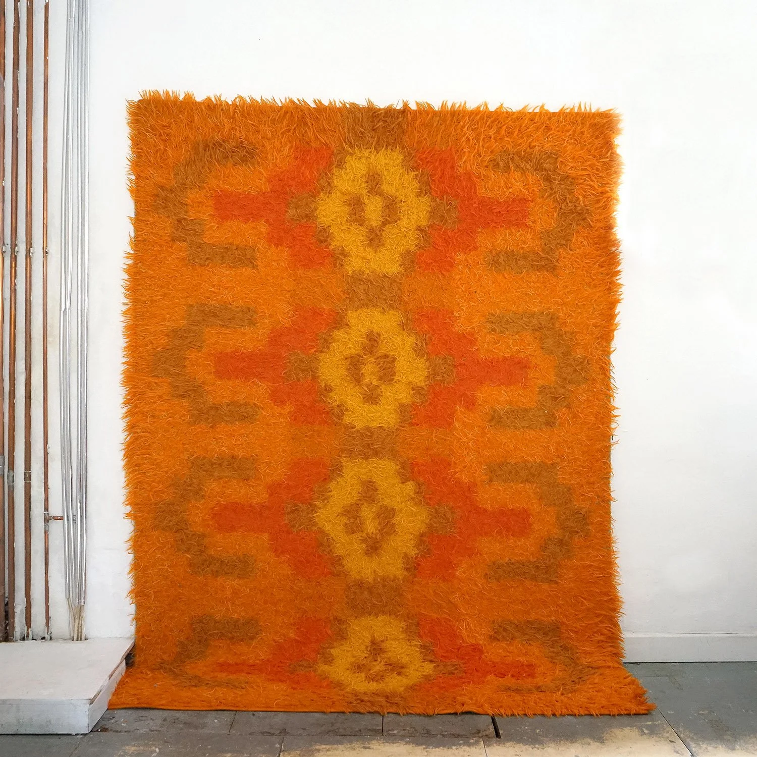 Large Vintage Swedish Shag Pile Rug by Tabergs Yllefabriks AB, 1960s Mid Century