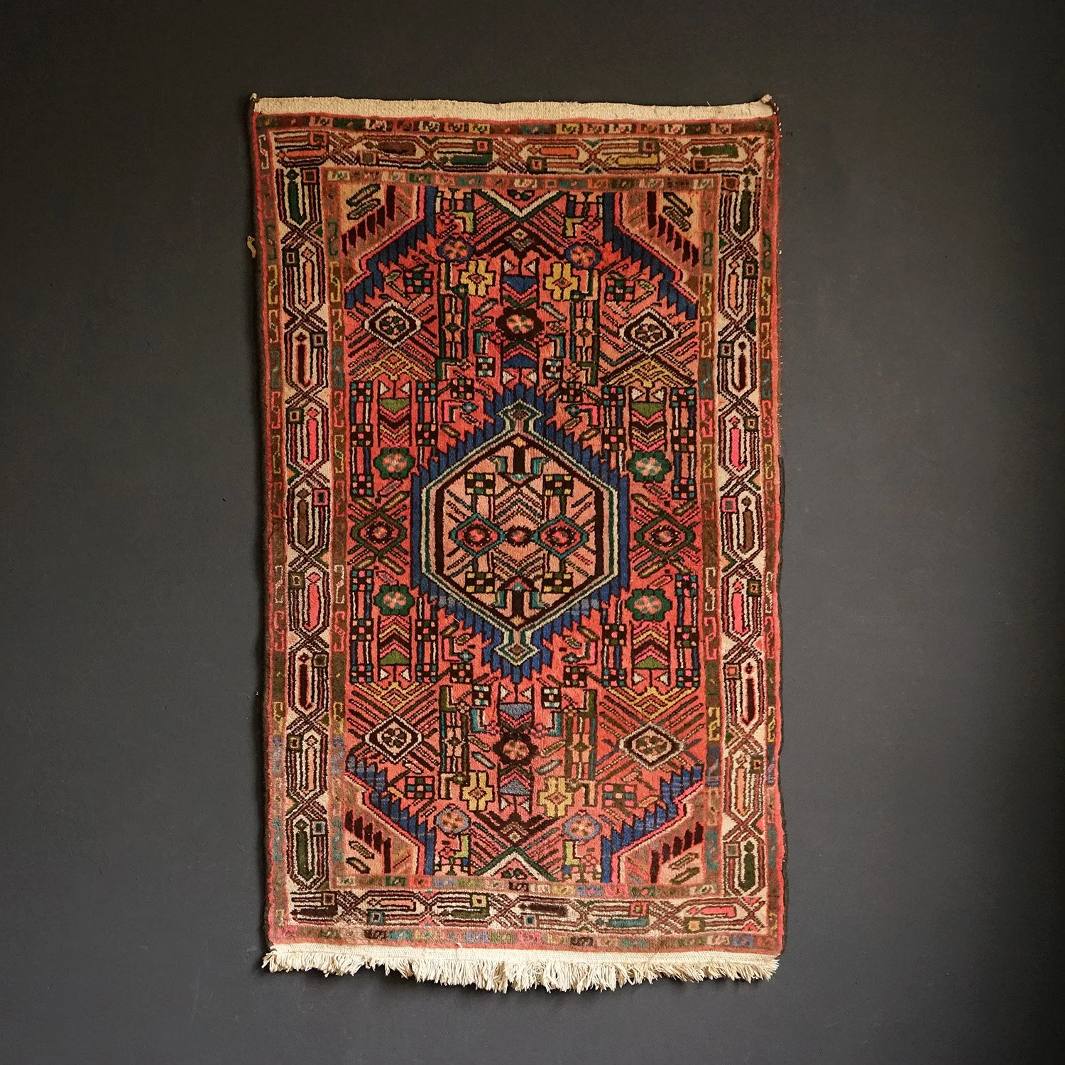 Vintage Pink Hand-Knotted Middle Eastern Tajabad Rug, 20th Century