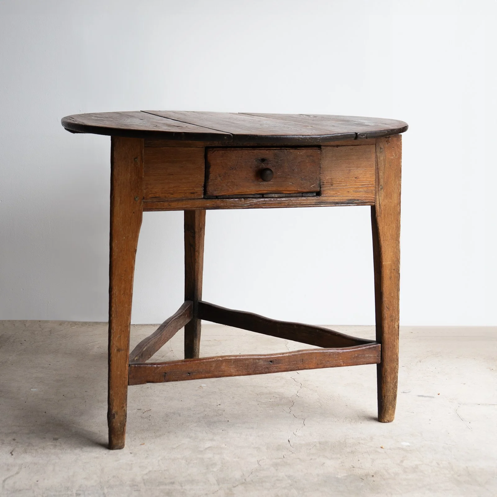 Antique Pine Cricket Table With Integral Drawer, 19th Century