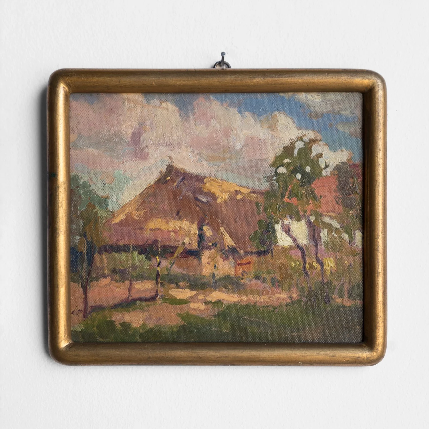 Small Impressionist Rural Landscape, Original Vintage Oil Painting, Polish, 1930s