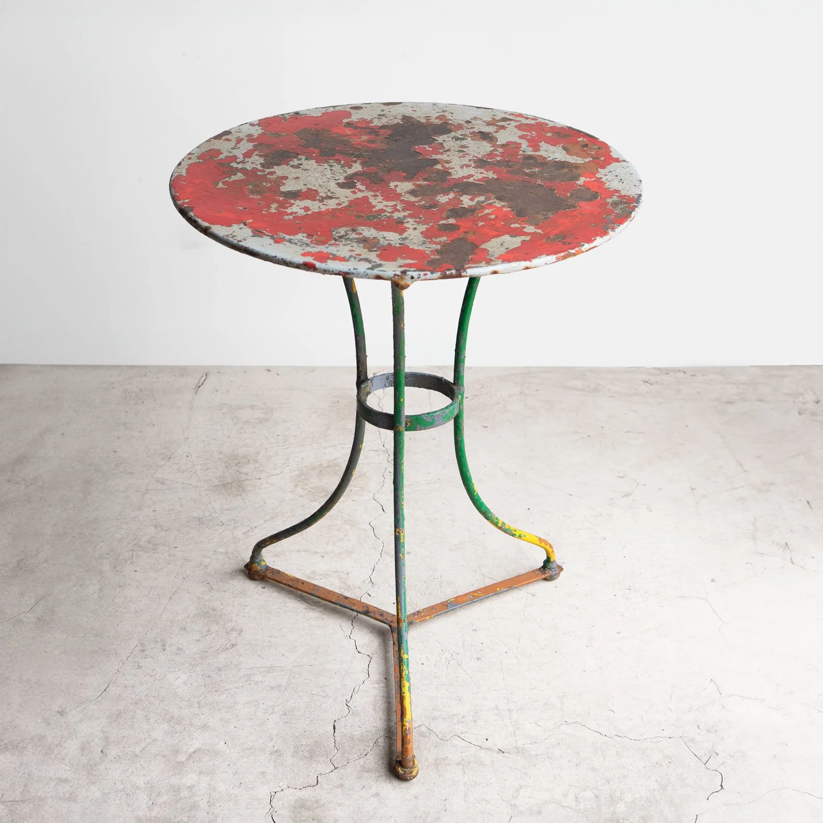 Vintage French Circular Painted Iron Gueridon Bistro Table, c. 1930s