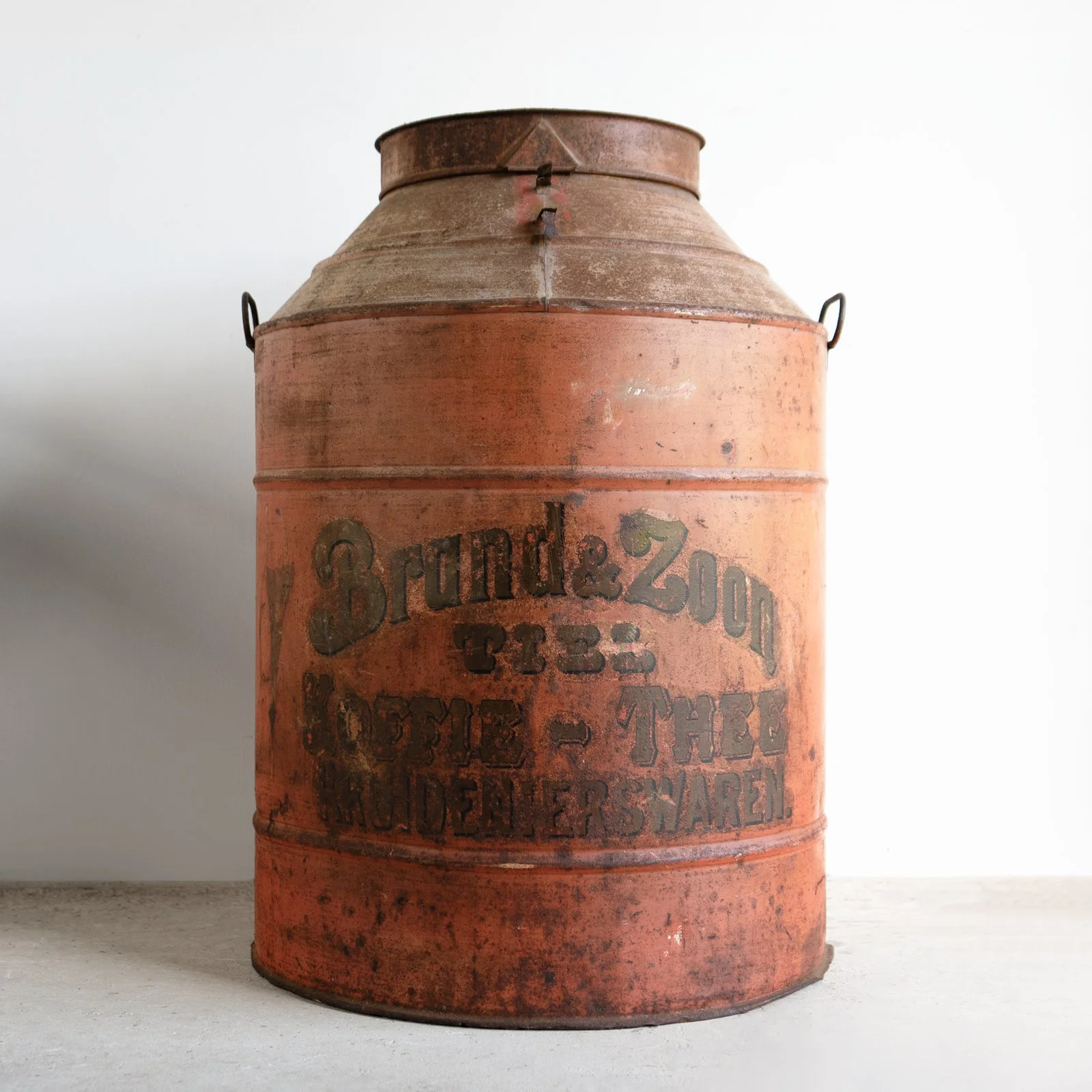 Very Large Antique Toleware Tea/Coffee Canister in Original Paint, Dutch, Late 19th/Early 20th Century