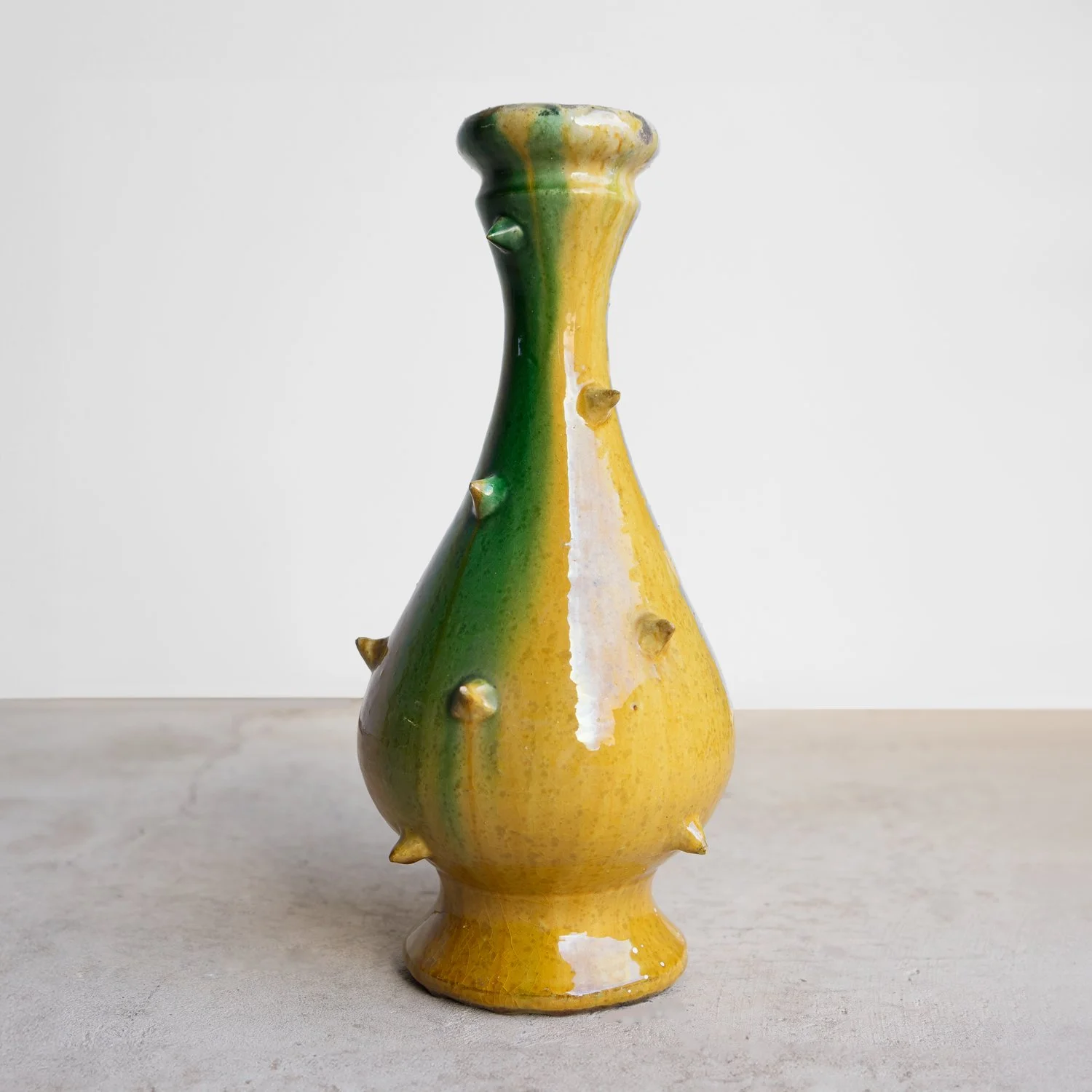 Vintage French Faience Spikey Glazed Studio Pottery Vase, Early to Mid 20th Century