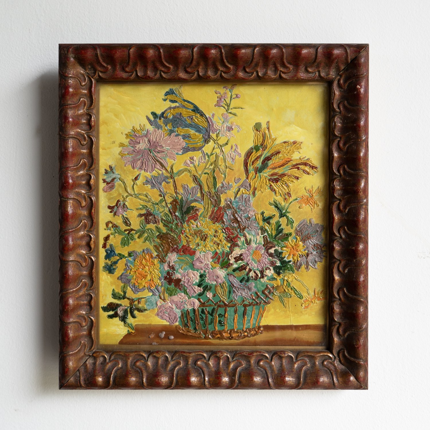 Expressionist Bloomsbury Style Floral Still lIfe, Antique Original Oil Painting, Early 20th Century