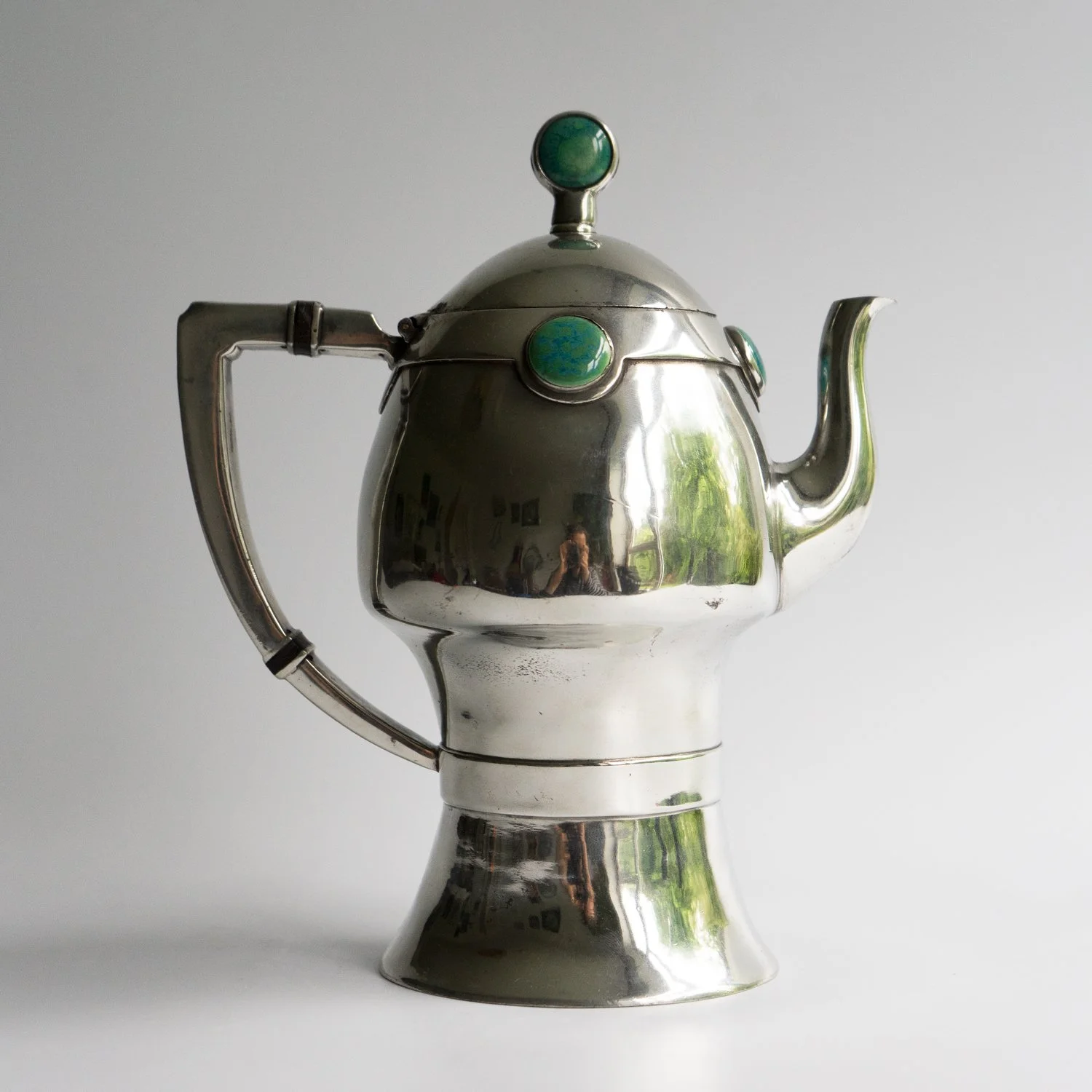 Antique Pewter Arts and Crafts Coffee Pot by William Hutton & Sons, Early 20th Century
