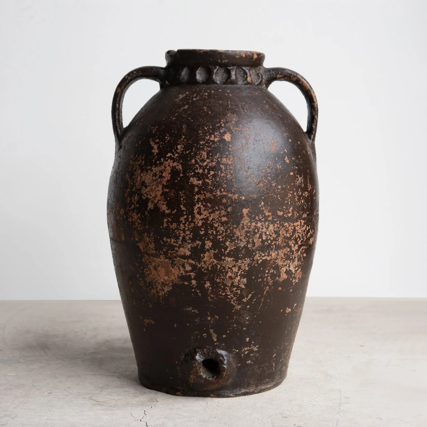 Large Antique French Glazed Terracotta Pottery Olive Oil Jar/Decorative Vase, 19th Century