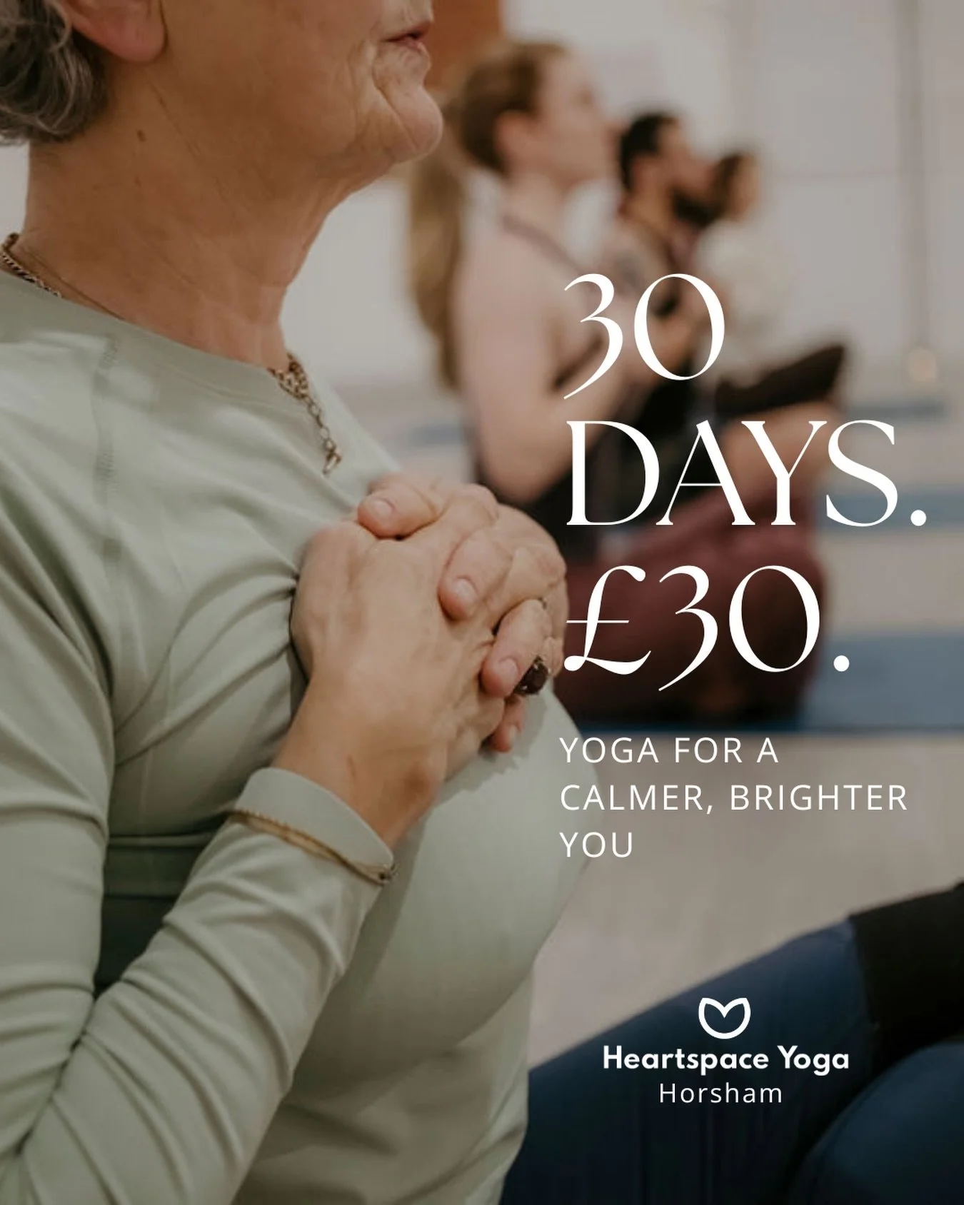 Feeling stressed, stiff or just in need of some time for yourself?

Come and discover Heartspace Yoga in Horsham 🤍

For just &pound;30, enjoy 30 days of unlimited yoga - giving you plenty of time to try different classes and meet our lovely teachers