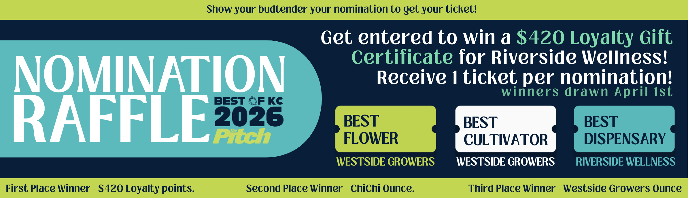 Pitch, Pitch Best in KC 2026, Best Dispensary in KC, Best Cultivator in KC, Best Flower in KC, Westside Growers, ChiChi, ChiChi Boutique Flower Co, Riverside Wellness