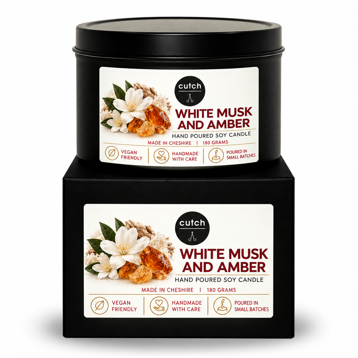 White Musk and Amber Soy Wax Candle
