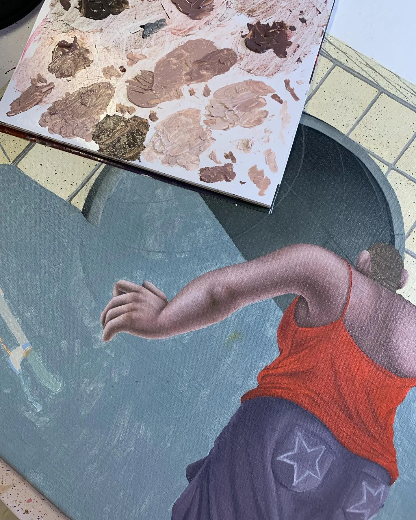 Roms sista dagar&hellip;. 30 grader&hellip; svettig hundkropp som ska ligga n&auml;ra 🤬 gr&auml;s&auml;nkling, Sover i ateljen&hellip; flyter runt bland b&aring;tarna i reimersholme&hellip; m&aring;lar igen!!