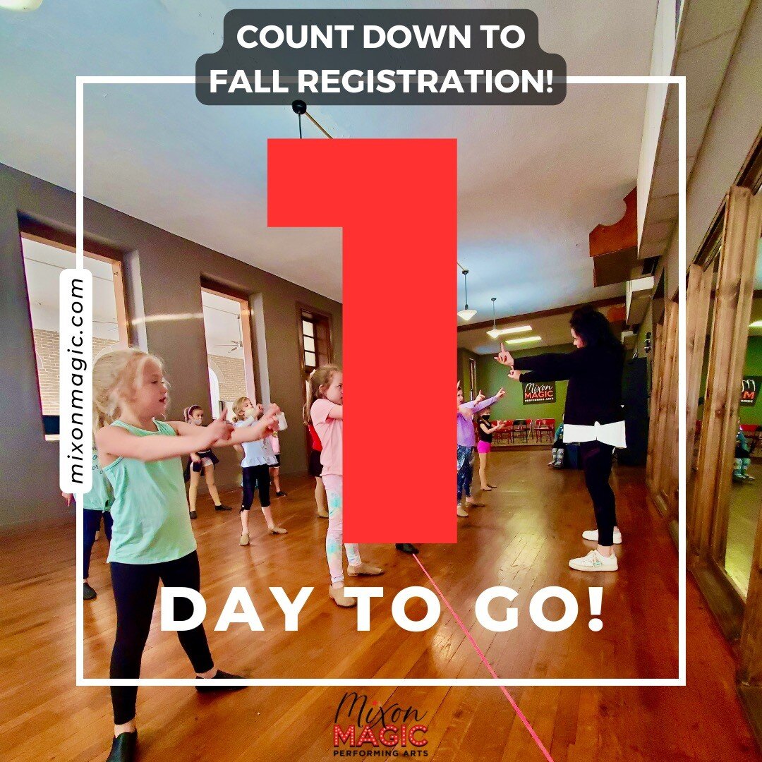 Last day until registration opens! We cannot wait to see what classes you&rsquo;ll take this season! 🤩

Go register TOMORROW, July 15th at www.mixonmagic.com!

#mixonmagic #mixonmagicperformingarts