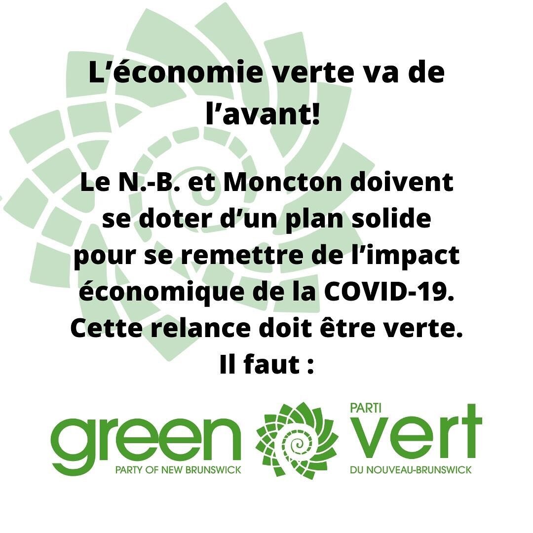 L&rsquo;&eacute;conomie verte va de l&rsquo;avant! 🌿

@greenpartynb #greenpartynb #partivertnb #CaroleChan2020