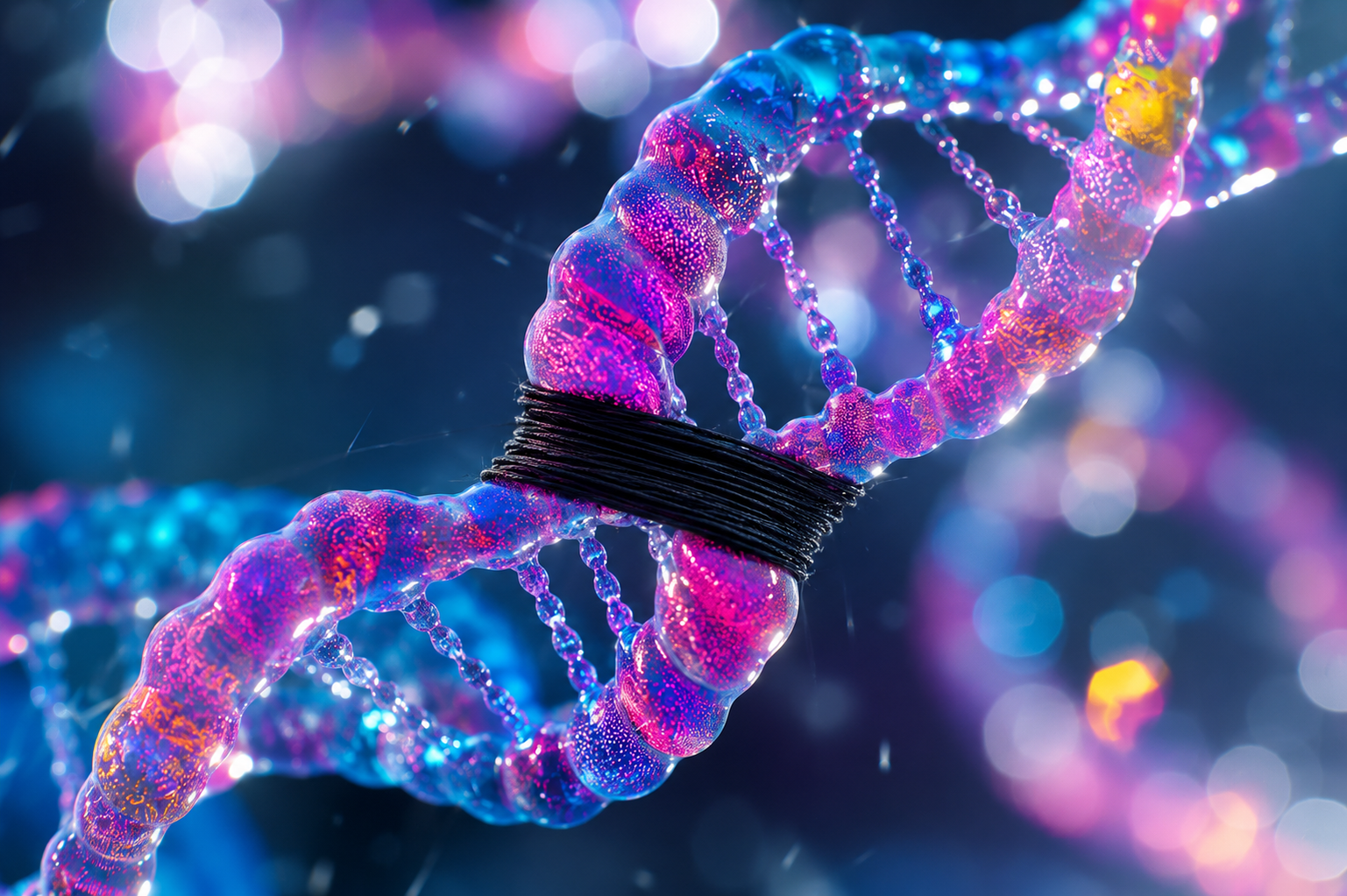 DNA strangled with dark threads, cutting off you soul essence
