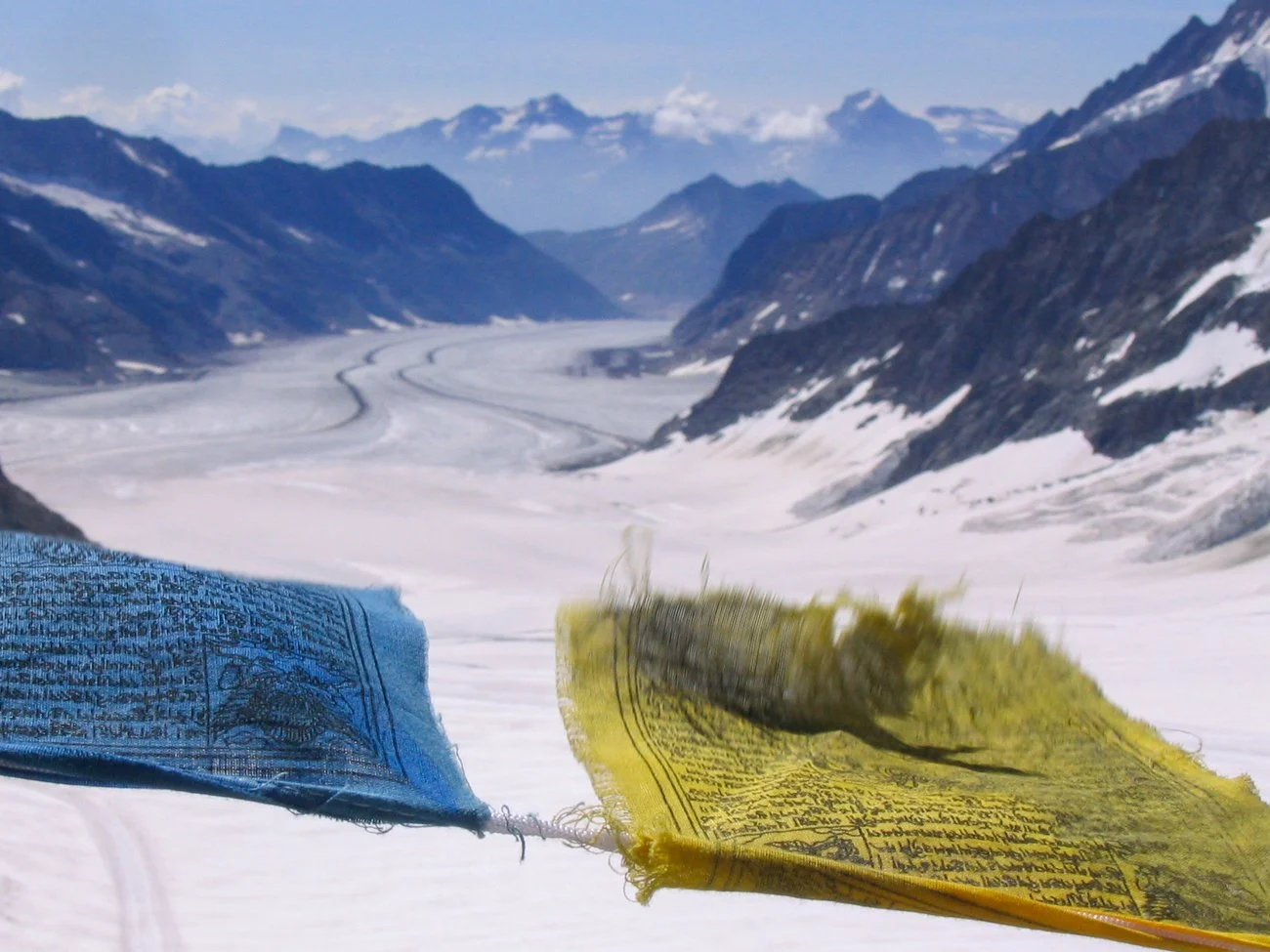prayer flags & glacier, Jungfrau, Switzerland, 2003