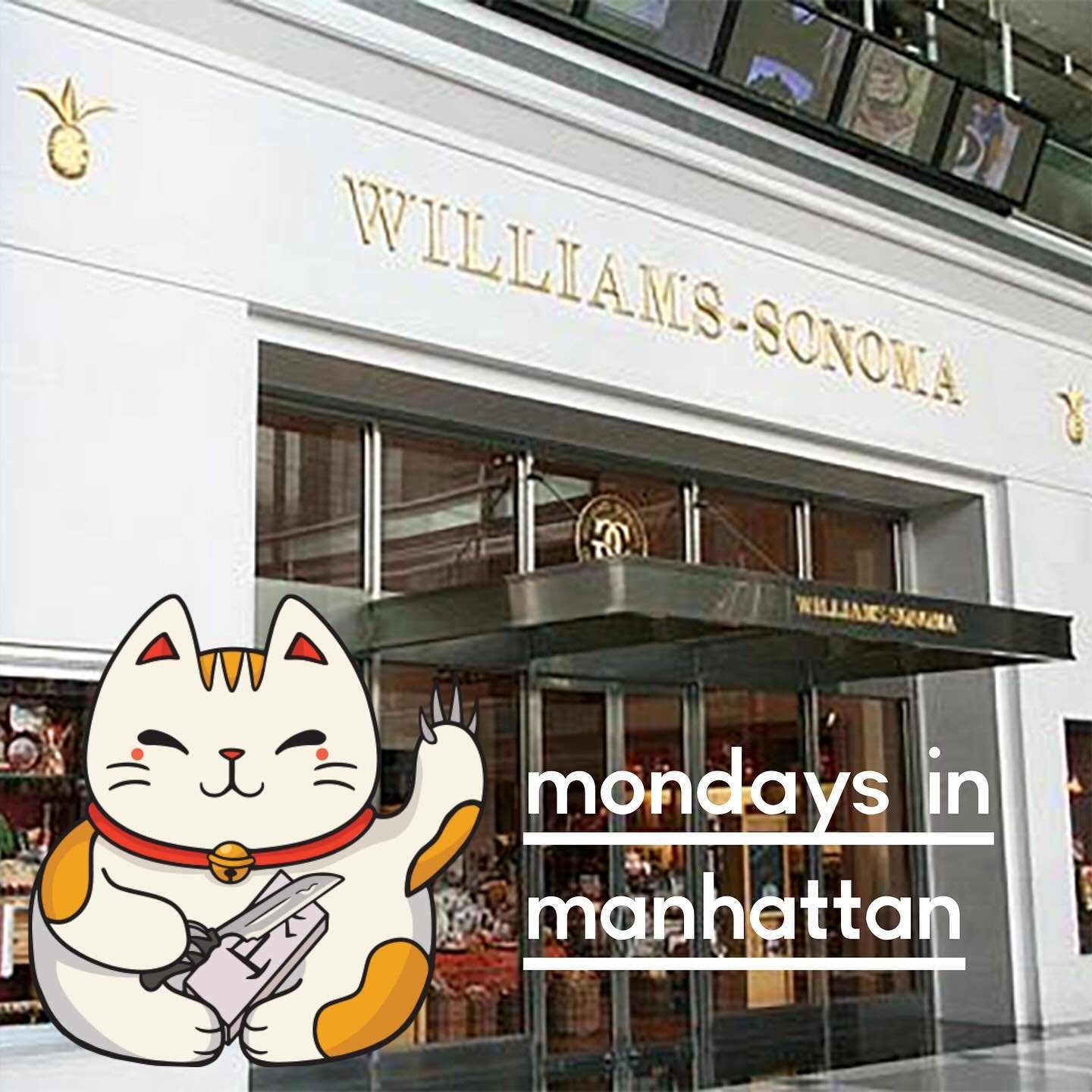 Knife Sharpening by hand on Japanese Waterstones in Manhattan every Monday noon to 2 at Williams Sonoma Columbus Circle. STARTING NEXT MONDAY OCT 30. Bring your knives!