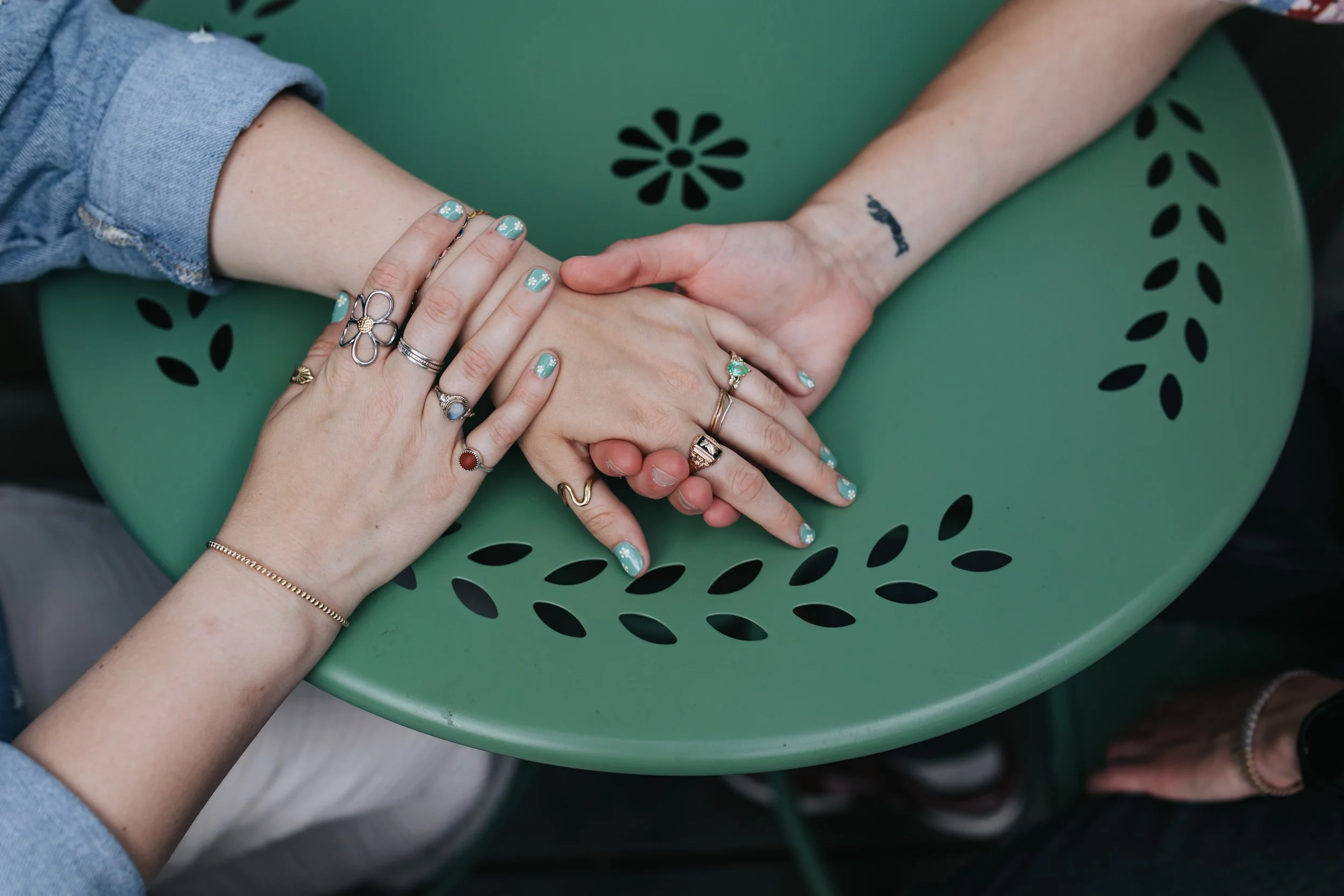  Maddie and Sarah’s rings during their engagement photos in Nashville. 