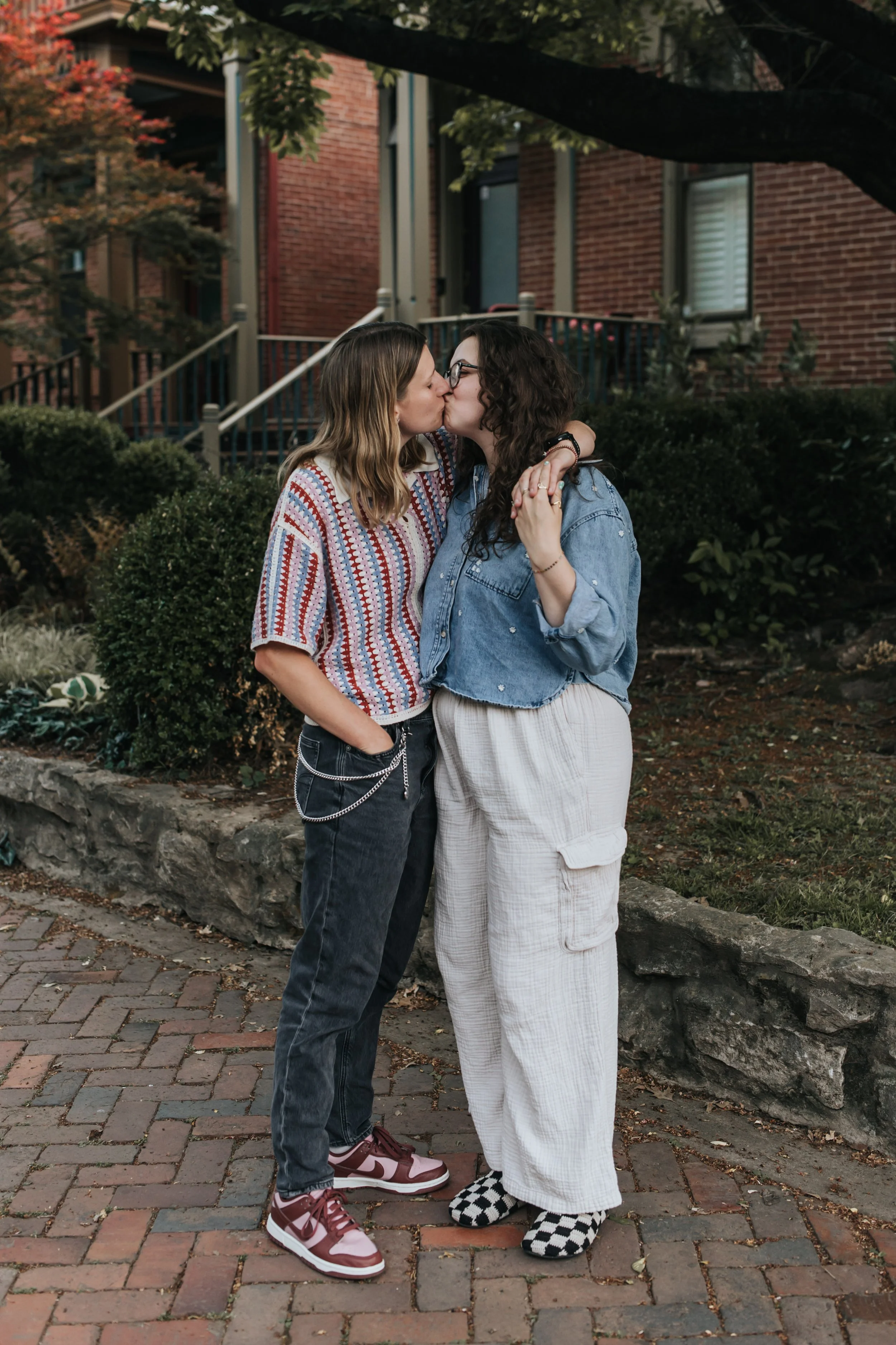  LGBTQ+ couple Maddie and Sarah during their engagement photoshoot in Germantown. 