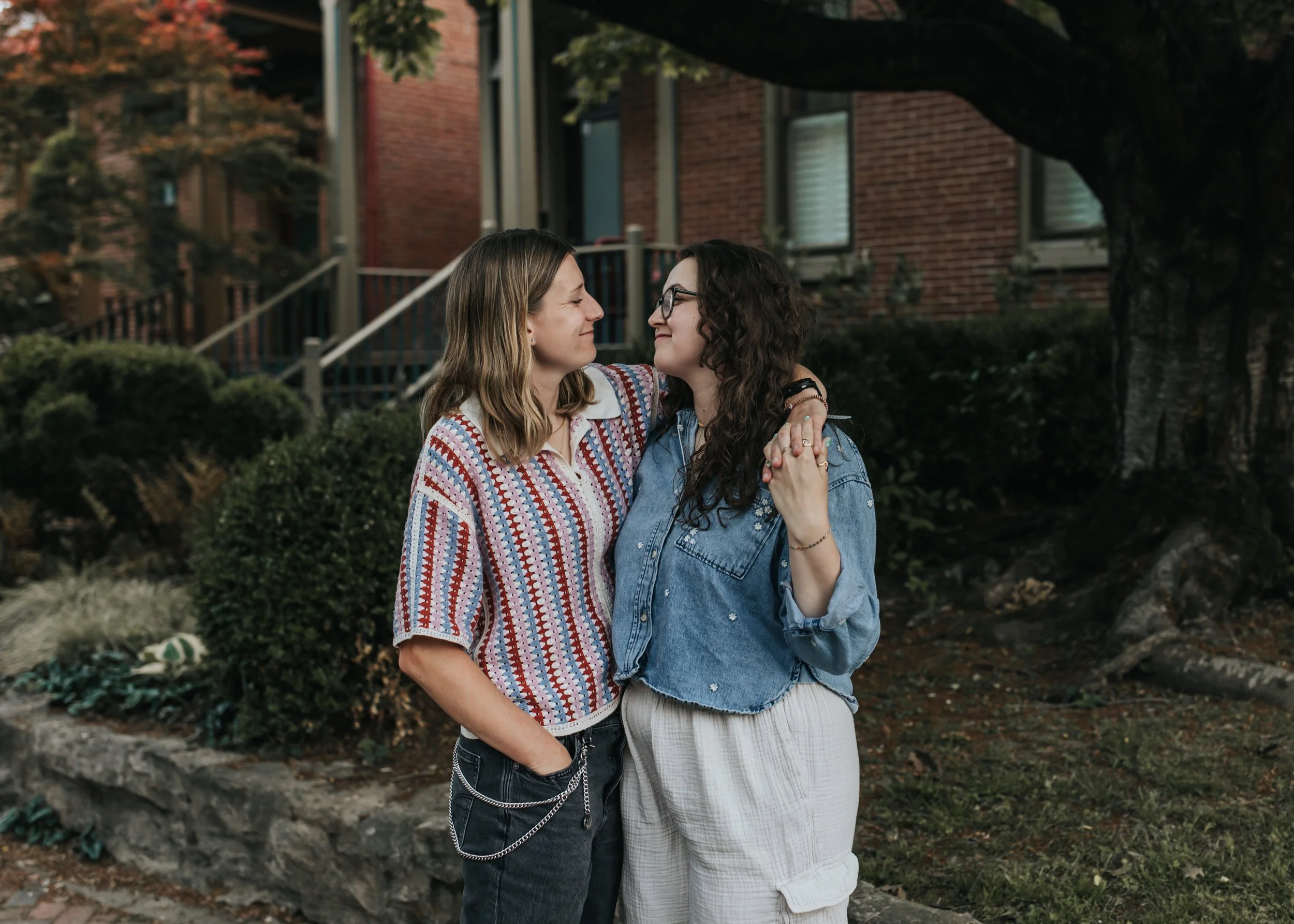  LGBTQ+ couple Maddie and Sarah during their engagement photoshoot in Germantown 