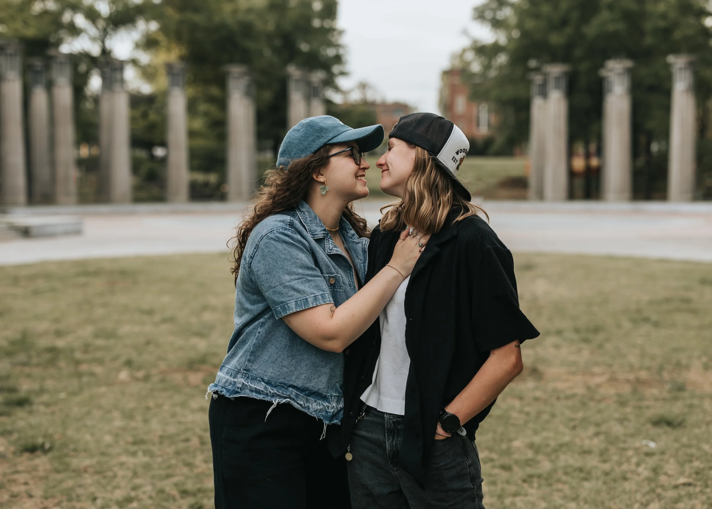 LGBTQ+ couple Maddie and Sarah during their engagement photoshoot at Bicentennial Park. 